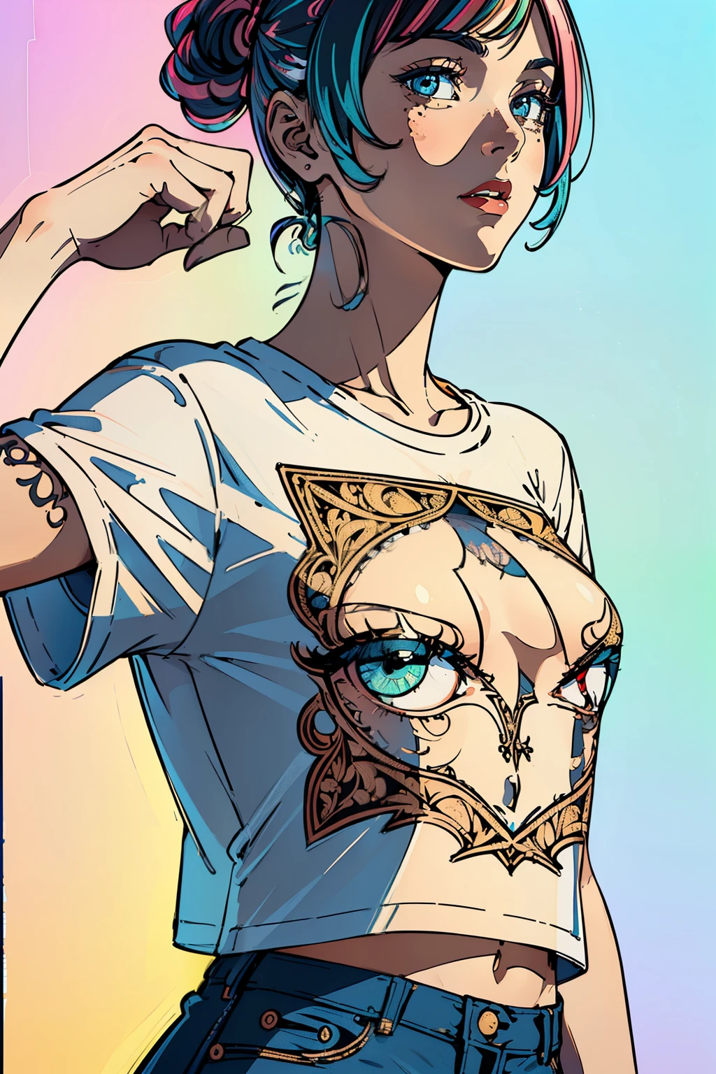 (High resolution, t-shirt pattern: s2), (Detailed and intricate design: 1.5), (Clear and vivid colors: 1.3), (Realistic texture: 1.4), (Stylish and trendy: 1.2), (Solo: 1.2), (Hand-drawn: 1.3), (Minimalist: 0.9), (Unique and eye-catching: 1.4), (Transparent layers: 1.3), (Freestyle brushstrokes: 1.2), (Vintage look: 1.1), (Customizable: 1.2), (Pop art style: