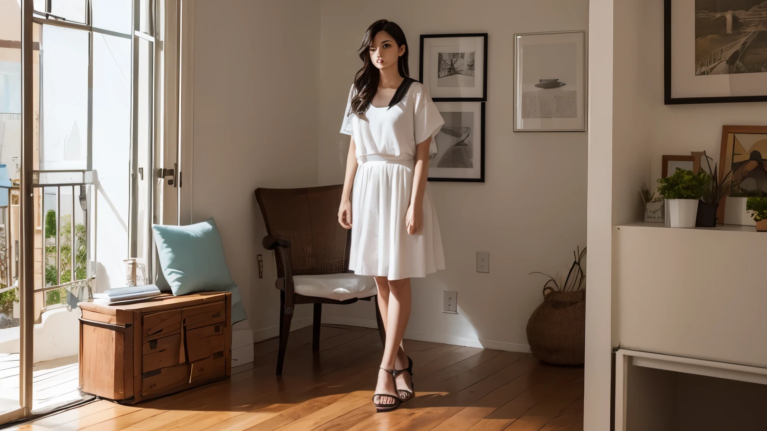 Photograph of a 25 year old woman, obra maestra, ropa interior