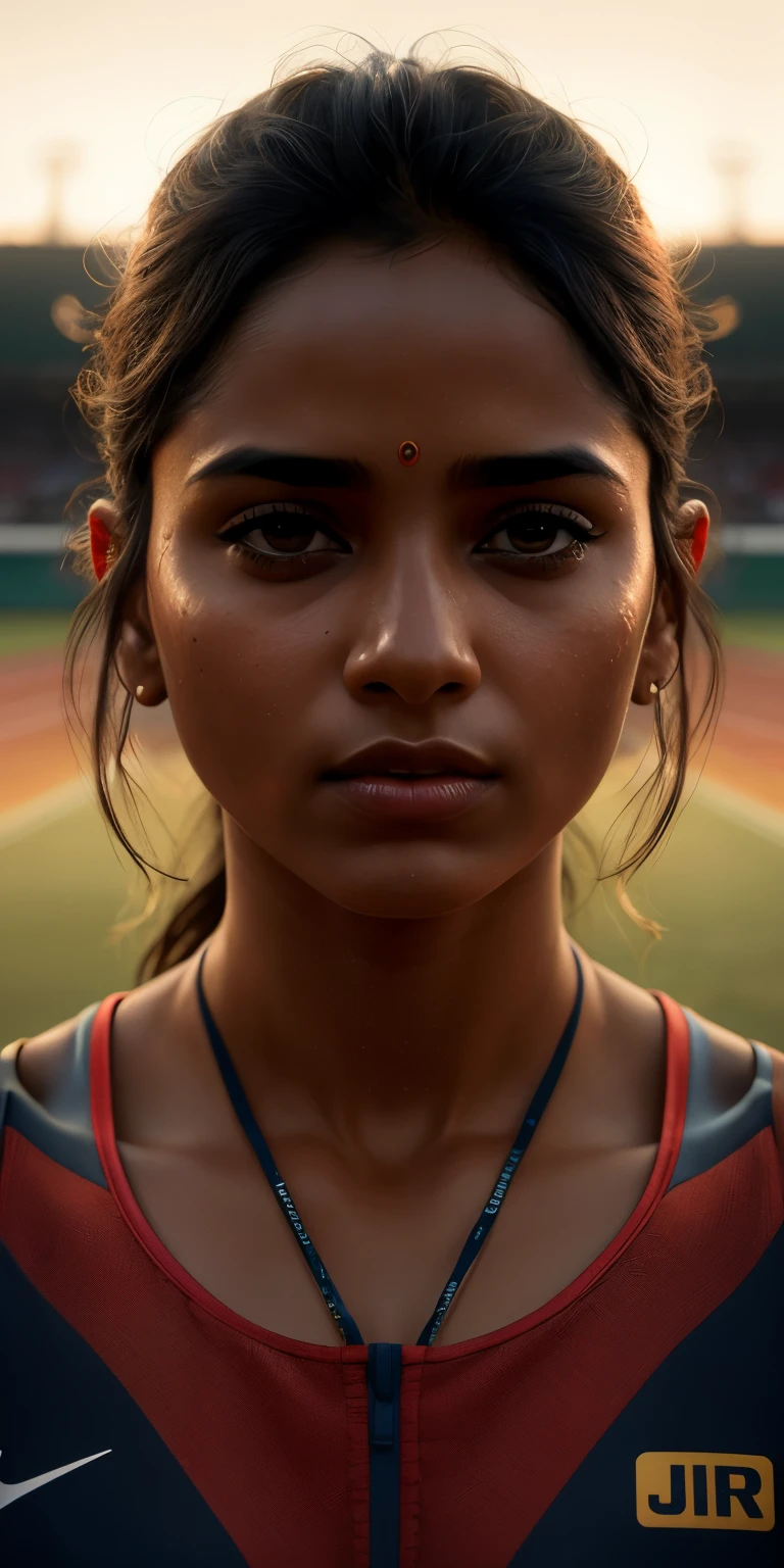 beautiful mature Indian college girl, in track outfit, outside on track field, ((slim, )), photorealistic, photo, masterpiece, realistic, realism, photorealism, high contrast, photorealistic digital art trending on Artstation 8k HD high definition detailed realistic, detailed, skin texture, hyper detailed, realistic skin texture, armature, best quality, ultra high res, (photorealistic:1.4),, high resolution, detailed, raw photo, sharp re, by lee jeffries nikon d850 film stock photograph 4 kodak portra 400 camera f1.6 lens rich colors hyper realistic lifelike texture dramatic lighting unrealengine trending on artstation cinestill 800, naked