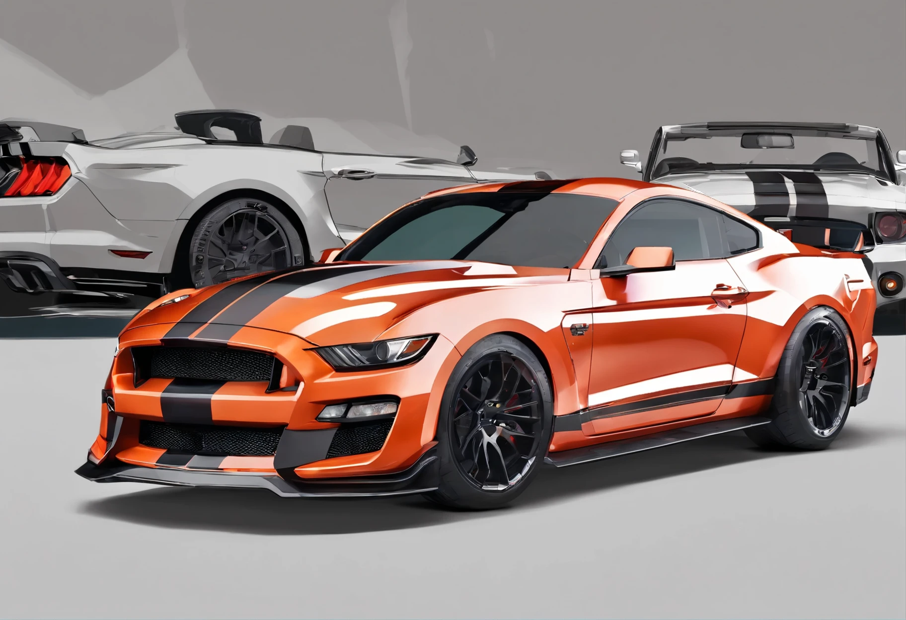 360 view, ford mustang Shelby gt500, bright colours, down light