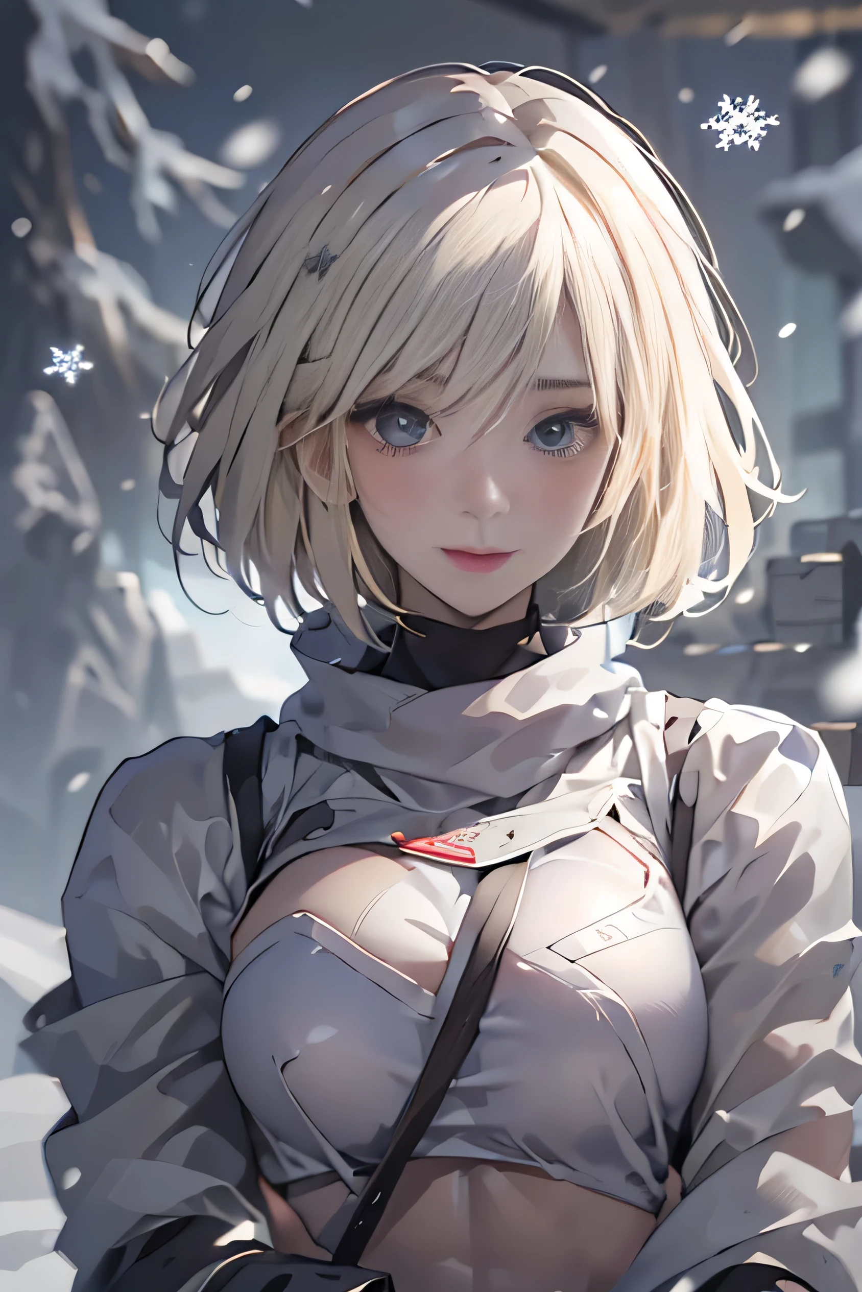 (photorealistic:1.5, highest quality,masterpiece,High resolution,muste piece),(snow mountainに立つ,NieR Automata 2B:1.9,choker), (looking at the camera:1.2),(Photo seen from below:1.3),(short Hair:1.2,Light blonde hair:1.5), expression( Contented Smile:1.3,blushing:1.3),Pause( Seductive pose:1.5),background(snow mountain:1.5,ruins,apocalyptic world),(,slender, abs:1.2), (detailed perfect face:1.9),normal hands:1.5,normal finger:1:5,normal feet:1.5,(cameltoe)