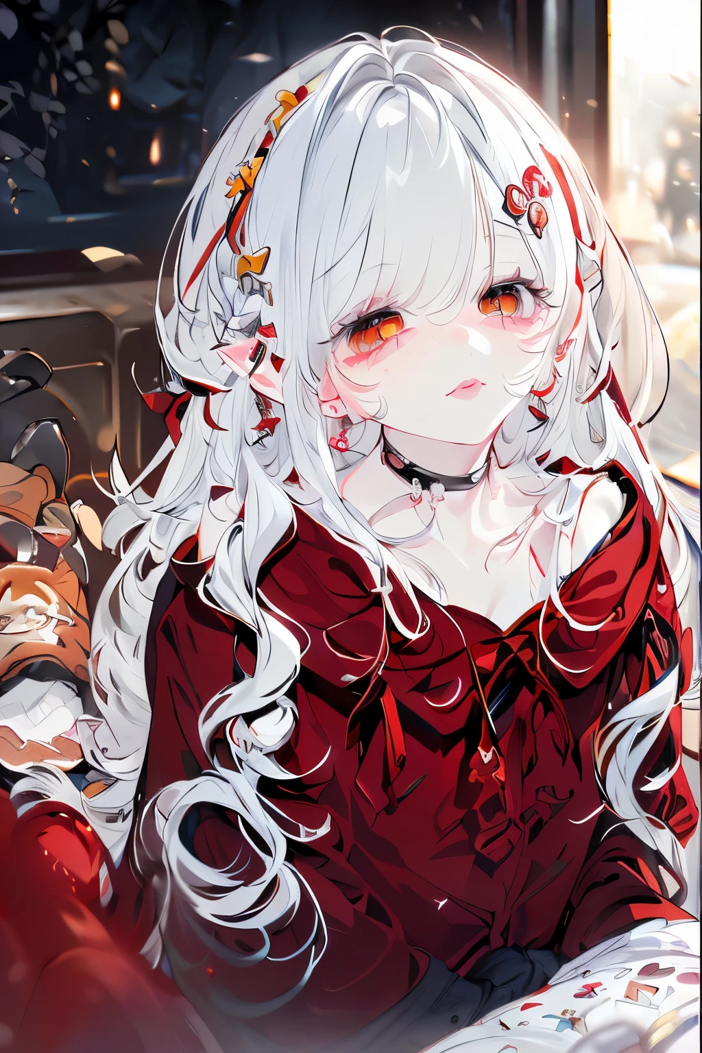 (best quality, 4k, 8k, high resolution, masterpiece: 1.2), ultra detailed, (realistic, photorealistic, photorealistic: 1.37), 1 girl, teenager, long hair, pale gold, white skin, red eyes with multiple pupils, incomparable Beauty, Preppy style clothing, combined with romantic style.
