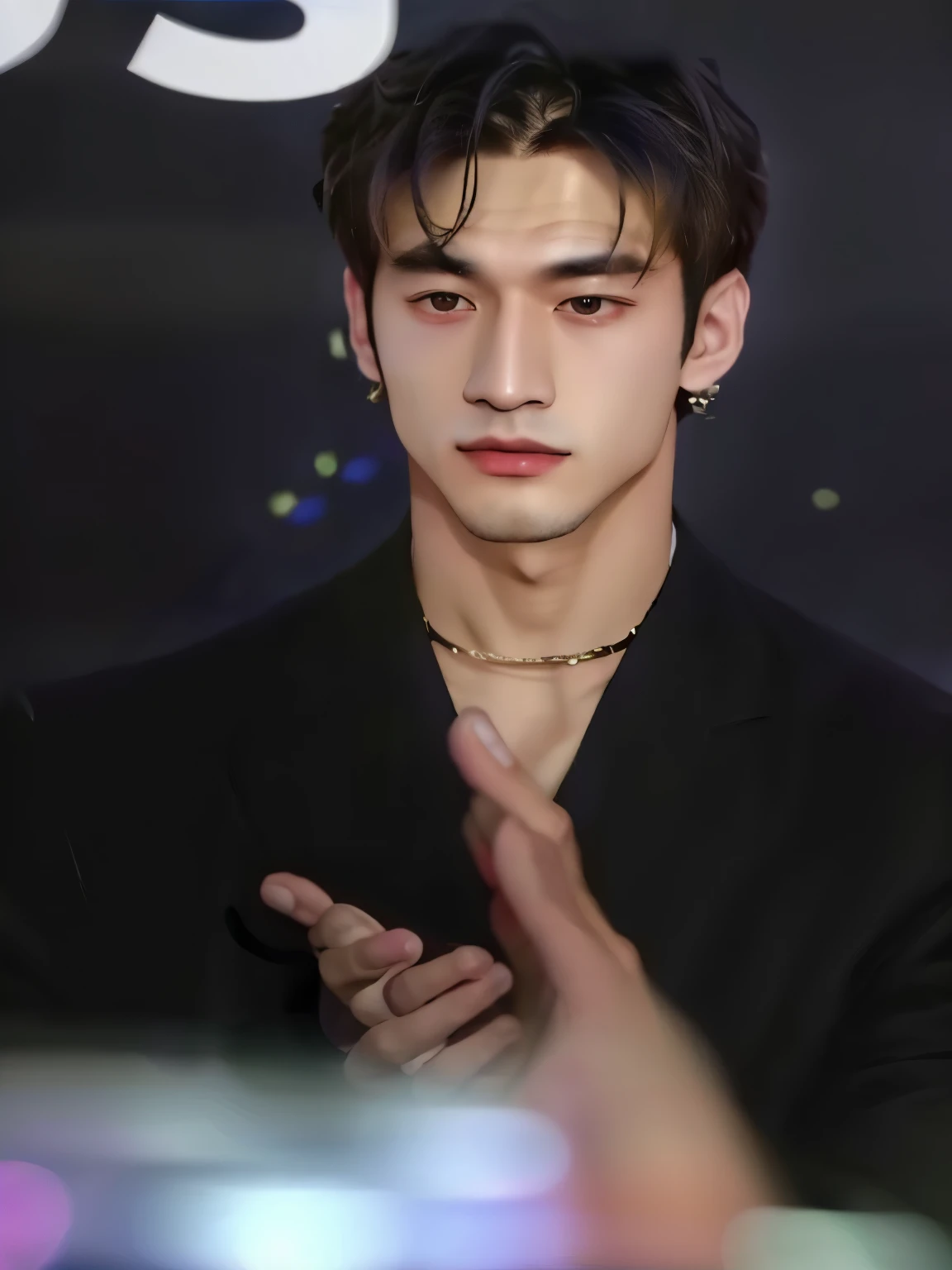 a closeup of a person in a suit and a cell phone, cai xukun, Jinyoung Shin, inspirado en Bian Shoumin, yanjun chengt, jia, ruan jia hermosa!, hyung tae, Jinyoung Shin aesthetic, jungkook, sha xi, shen mingchen, lei min, taken in the early 2020s, brillante por la lluvia