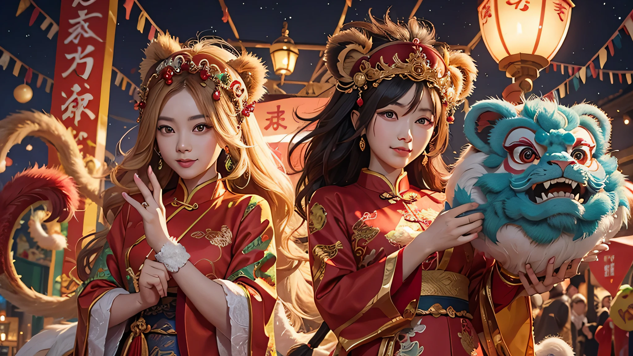 New Year of the Dragon,Dragon and lion dance