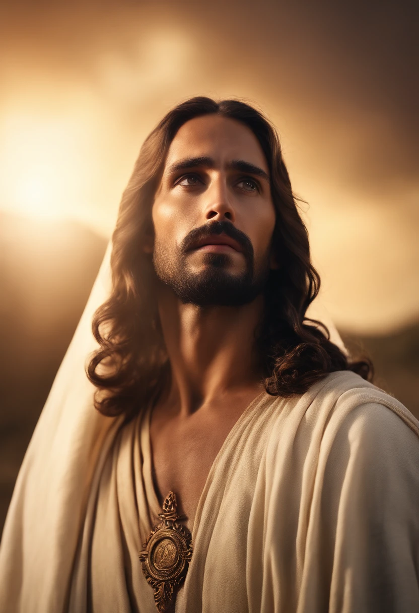 imagen de jesus, hd, ultra detalle, fotorealista, tunica blanca, 