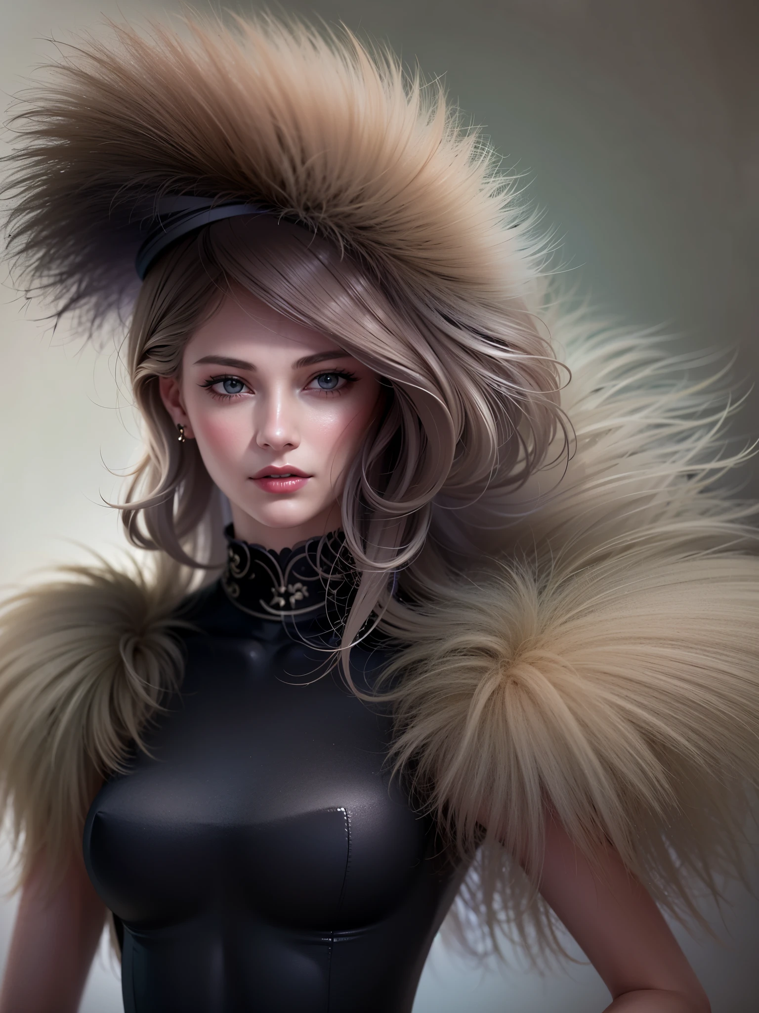 dynamic angle, wide shot of a woman wearing a Light Green hat and earrings, (Flight attendant),sleek dark fur, Light Green Fur, Russian style, very beautiful fur, fine fur, Dasha Taran, dark fur, Fur details, top hat, Anastasia Ovchinnikova, Light Green hat, synthetic fur, Elena Belova, wearing a top hat, Julia Gorokhova,Beautiful maturation, ((slim, )), photographrealistic, photograph, masterpiece, realistic, realism, photographrealism, high contrast, photographrealistic digital art trending on Artstation 8k HD high definition be familiar with realistic, be familiar with, skin texture, hyper be familiar with, realistic skin texture, armature, highest quality, 超High resolution, (photographrealistic:1.4),, High resolution, be familiar with, close up shot, sharp focus, (1 girl, european girl, Featured models), realistic skin, (slimな体型), Platinum-colored side sweep shorthair, highly detailed hair, delicate face, glossy lips,