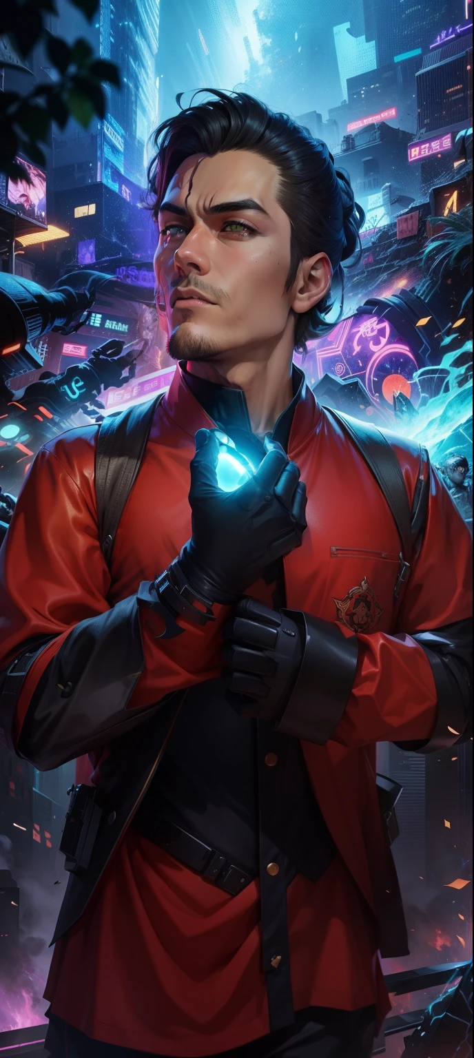 mude o fundo ,anime ,Villain, Ciberpunk, good looking, super detailed, 4k