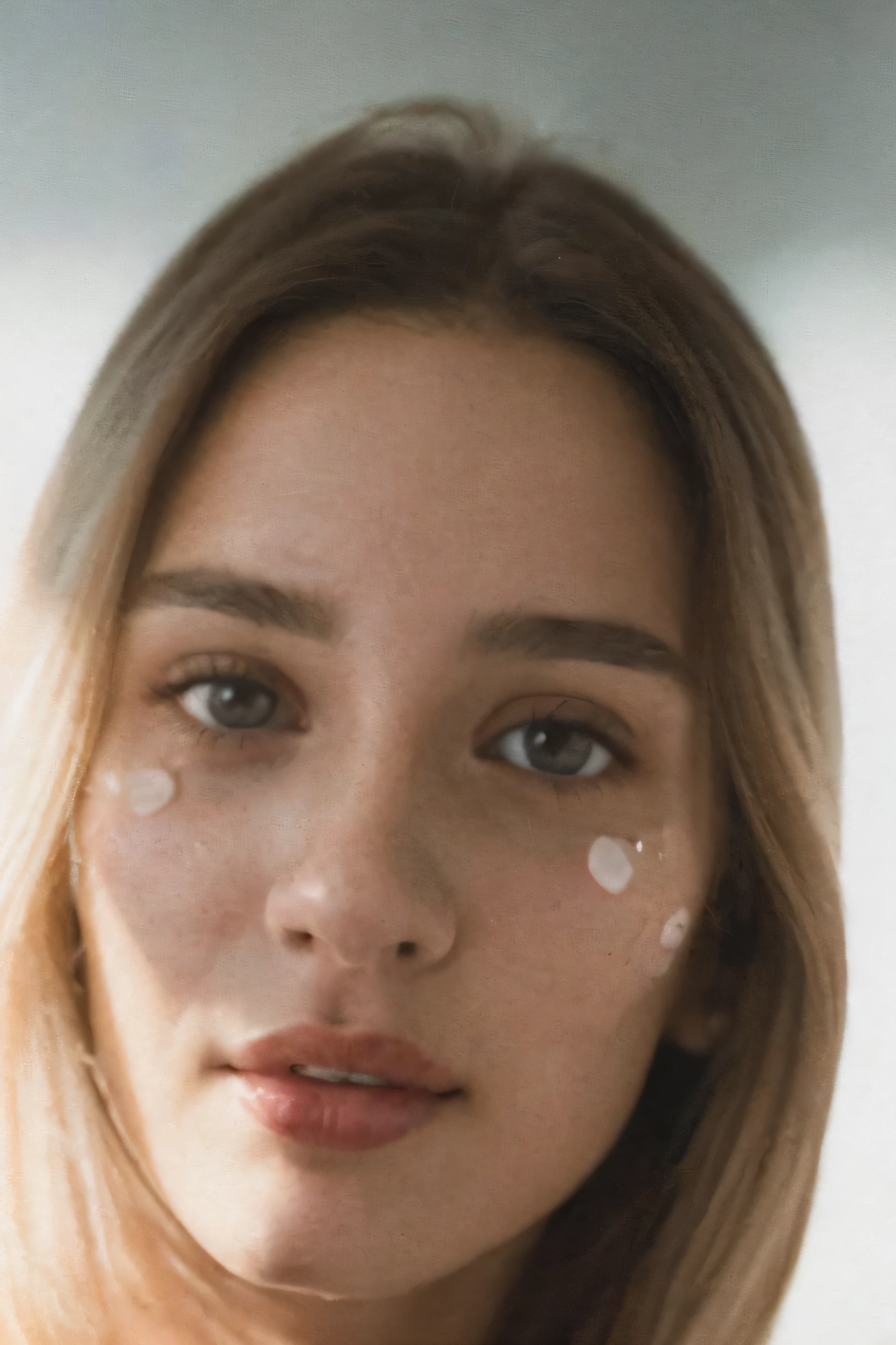 (close up, Editorial photo of a beautiful 21 year old woman), (The facial details are very rich:1.4) (Smile:0.7) (There is white light in the background, moody, Private learning:1.3) Throw, by Lee Jeffries, Nikon D850, picture ,4 ending portrait 400 ,Camera f1.6 guns ,colorful ,Surrealism ,Realistic texture, dramatic lighting , Alembic 800,
