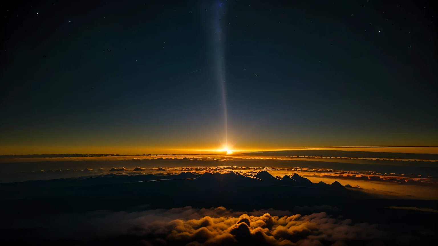 mesosphere, horizon, a view of the sun setting over the horizon dawn atmosphere, space photography, space atmosphere,  radiant atmosphere, atmosphere, sunrise atmospheric phenomena, sunset atmosphere, lynchian atmosphere, omnious atmosphere,nat geo, noctilucent, orange and blue sky, colous brillance, hdr, 4k