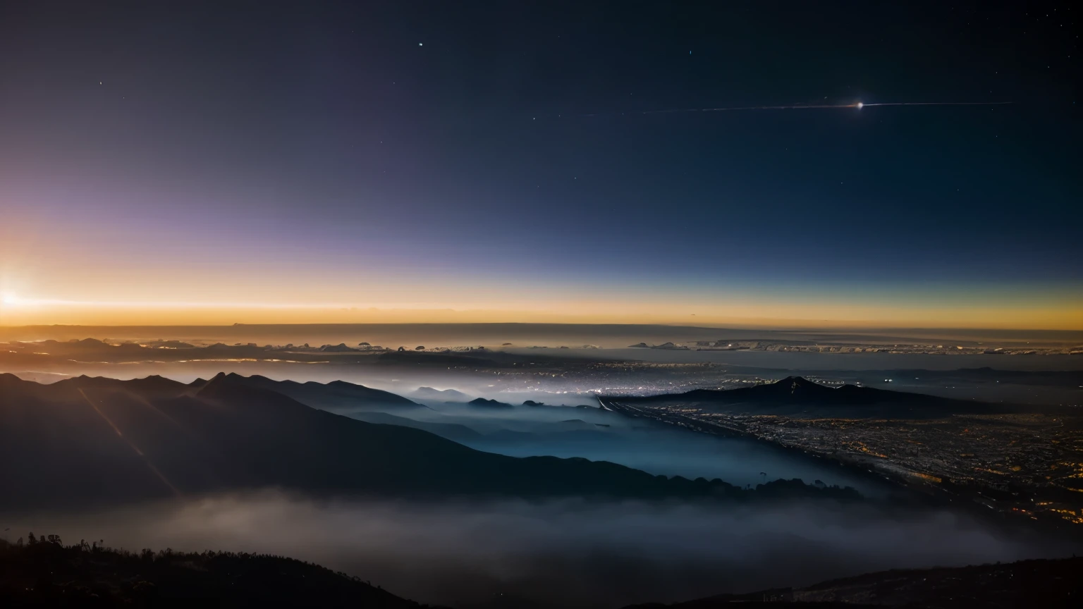in dominate purple colour, mesosphere, horizon, a view of the sun setting over the horizon dawn atmosphere, space photography, space atmosphere, radiant atmosphere, atmosphere, sunrise atmospheric phenomena, sunset atmosphere, lynchian atmosphere, omnious atmosphere,nat geo, noctilucent, orange and blue sky, colous brillance, hdr, 4k
