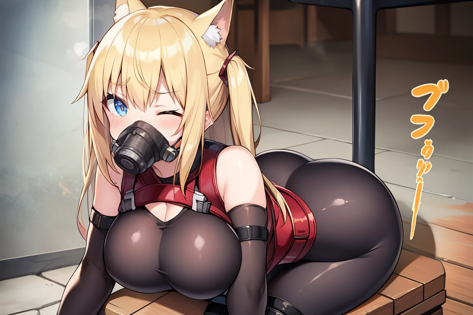 Farts, Fertofuchs, sound effects, fartチューブ, hoses, sitting on face, gas mask, facesitting,in ruin,(2 anime girls),fart,onara,fart,fart,farting,girl is wearing bodysuits,hip,hosesでお尻と繋がっているgas mask,expression of agony,one eye closed