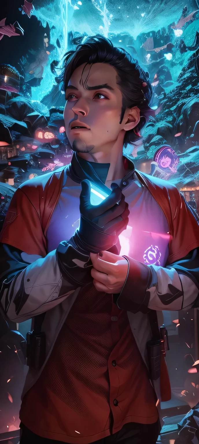 mude o fundo, anime, heroi, Cyberpunk, good looking, super detalhado, 4k