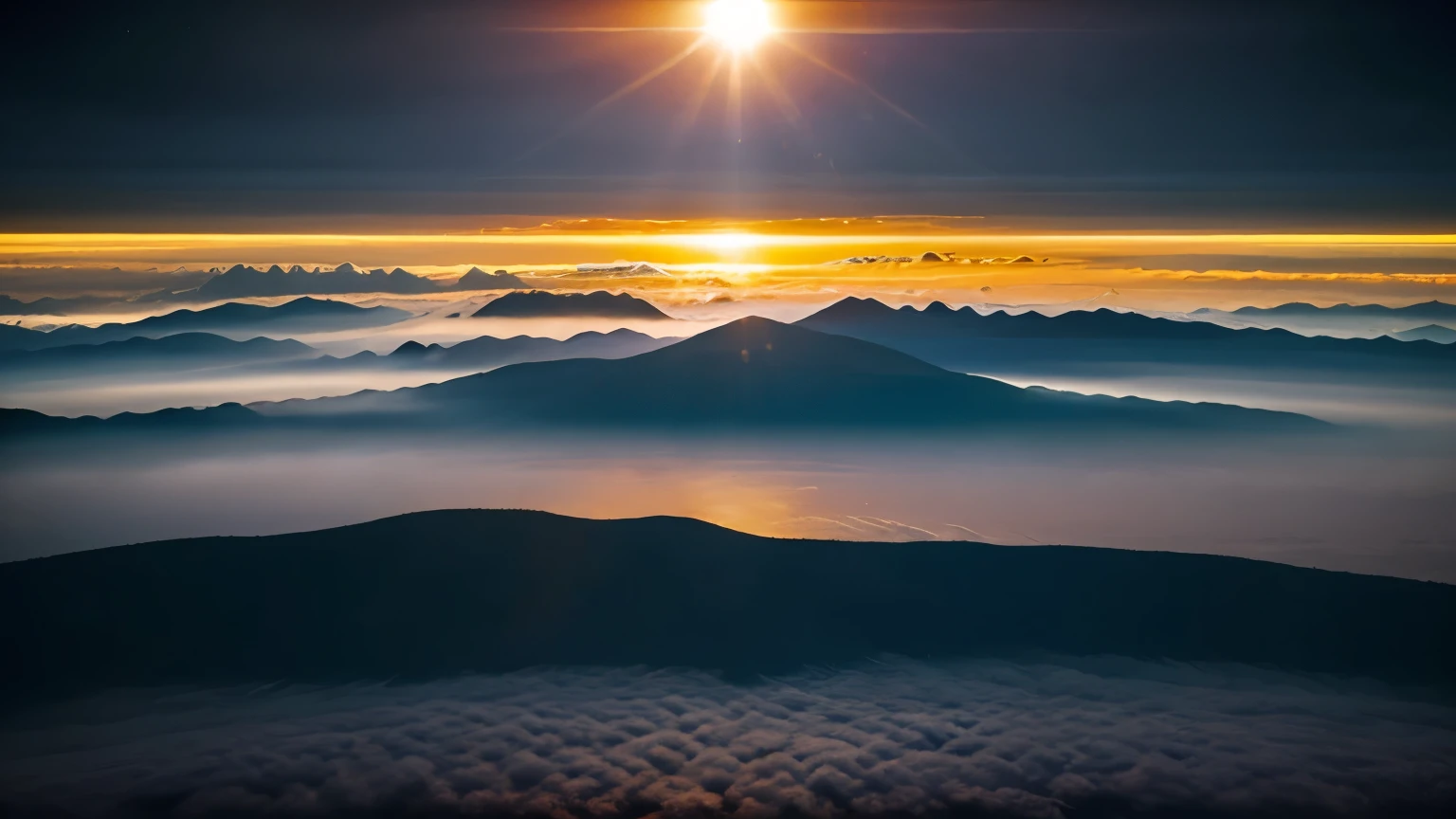 in dominate dark blue colour, mesosphere, horizon, a view of the sun setting over the horizon dawn atmosphere, space photography, space atmosphere, radiant atmosphere, atmosphere, sunrise atmospheric phenomena, sunset atmosphere, lynchian atmosphere, omnious atmosphere, nat geo, noctilucent, orange and blue sky, colous brillance, hdr, purple, dark blue, orange, chromatic aberration, 4k, retina