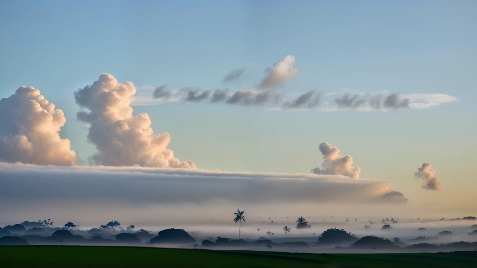 nuvens escuras no ceu com tons amarelados