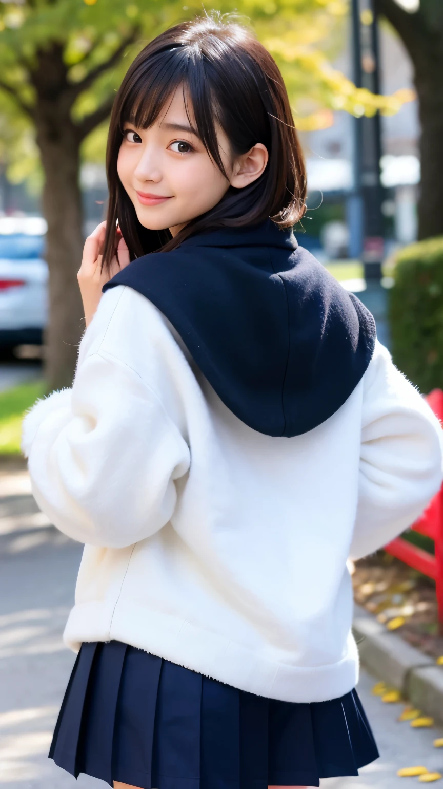 Best-quality, Masterpiece, Ultra-High-Resolution, (Photorealistic:1.4), Raw-Photo, 1girl, 15-years-old, the most popular Japanese idol, at Japanese-high-school, ((upturned ass)), dynamic-pose, innocent-smile, (wearing only Japanese winter high-school uniform), extremely beautiful thighs, extremely beautiful skins, extremely beautiful big-black-eyes, extremely cute face like the most famous Japanese idol, extremely beautiful black-short-cut-haired, extremely beautiful long-eyelashes, extremely beautiful lips, detailed Japanese-winter-high-school-uniform