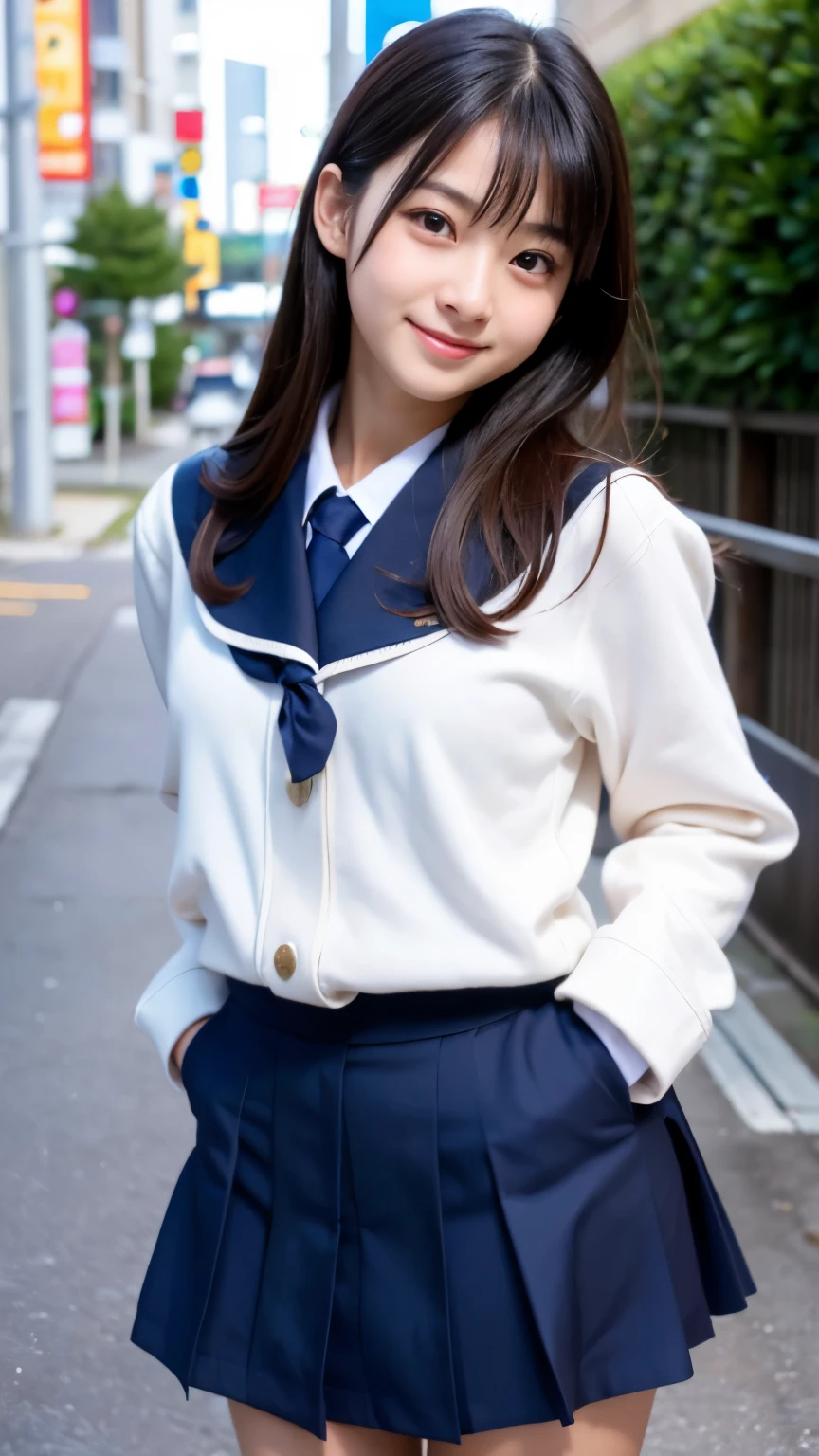 Best-quality, Masterpiece, Ultra-High-Resolution, (Photorealistic:1.4), Raw-Photo, 1girl, 15-years-old, the most popular Japanese idol, at Japanese-high-school, ((upturned ass)), dynamic-pose, innocent-smile, (wearing only Japanese winter high-school uniform), extremely beautiful thighs, extremely beautiful skins, extremely beautiful big-black-eyes, extremely cute face like the most famous Japanese idol, extremely beautiful black-short-cut-haired, extremely beautiful long-eyelashes, extremely beautiful lips, detailed Japanese-winter-high-school-uniform