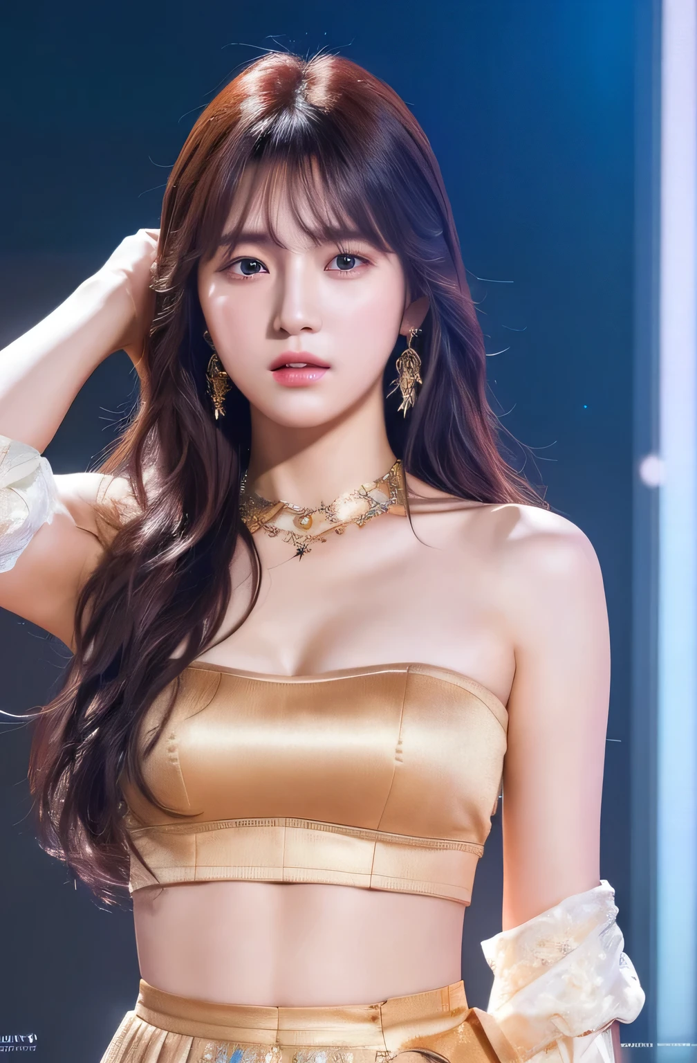 (Highly detailed CG Unity 8K wallpaper), the most beautiful works of art in the world, 1 girl, Upper body,K-POP idol,High art photo after completion:1.5,