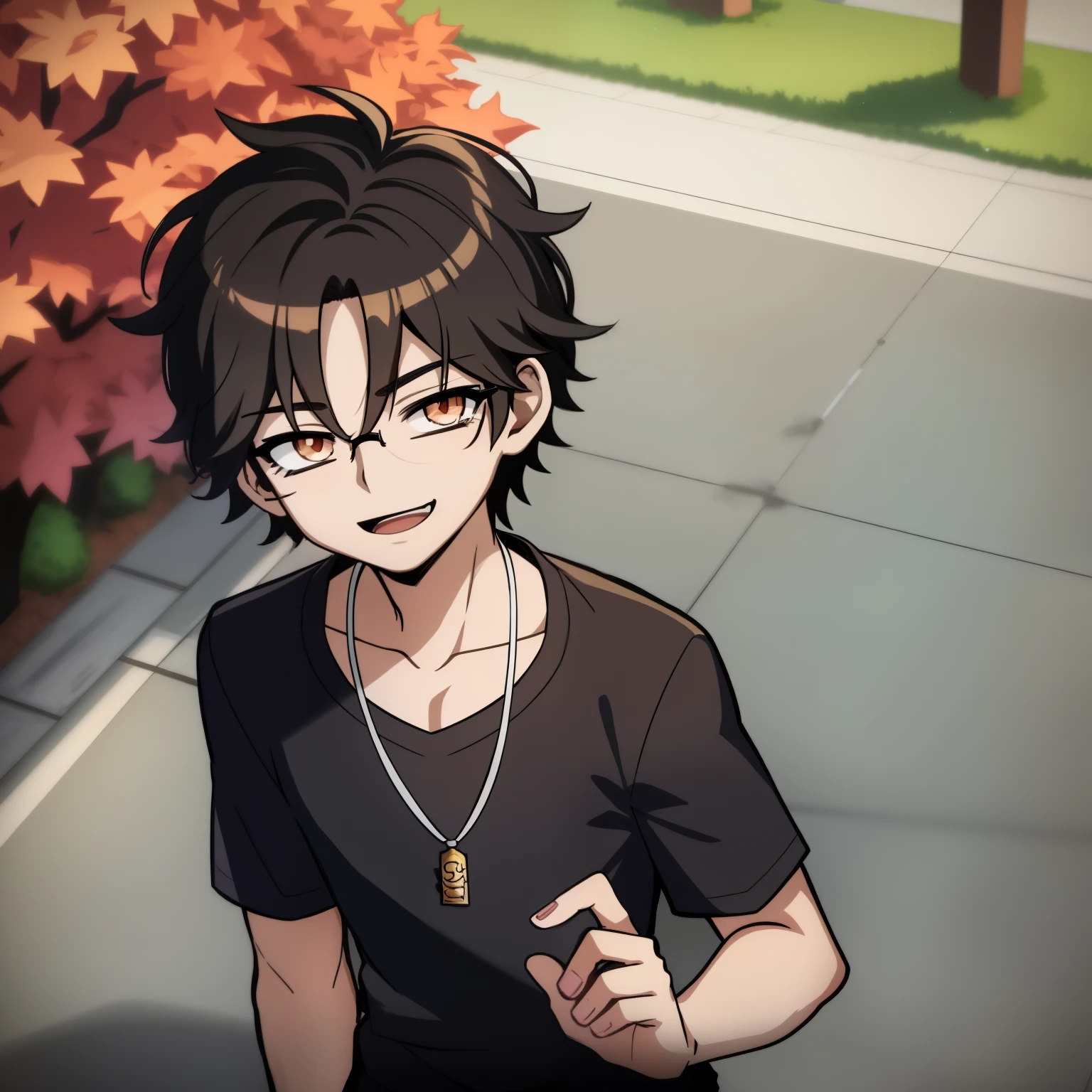anime boy with black hair and glasses standing on the sidewalk, handsome guy in demon slayer art, estilo de arte anime moe, jovem anime homem, Linda pose de anime, Cara de anime alto com olhos azuis, estilo de anime masculino, retrato de anime de um homem bonito, anime homem bonito, inspirado em Okumura Masanobu, em estilo anime, personagem de estilo anime