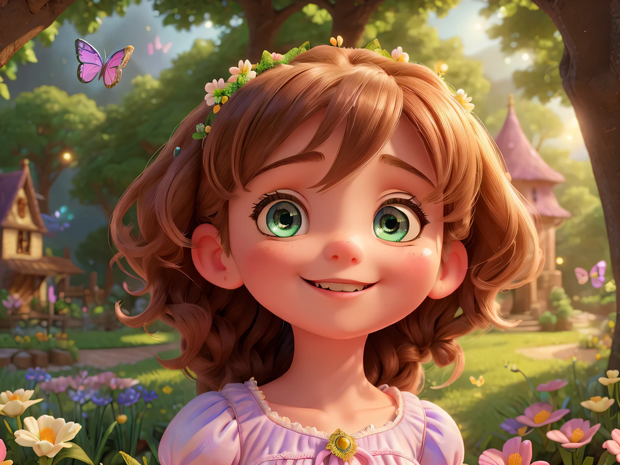 (best quality,High Resolution),(magisch:1.1),(Niedlich:1.2),(detailliert:1.1) Girl, beautiful detailliert eyes, beautiful detailliert lips, extremely detailliert eyes and face, lange Wimpern, (traumhaft:1.1) Garden scene with vibrant flowers and lush greenery, magisch glowing erflies, Funkelnder Feenstaub, (Wunderlich:1.1), (Verzaubert:1.2) Schloss in der Ferne, (bunt:1.1) Rainbow above us, (soft pastel tones:0.9), (warmes Sonnenlicht:1.1) Shining through the trees, (spielerisch:1.1) Girl in a pretty dress, (froh:1.1) Smile, (unschuldig:1.1) Ausdruck, (Fantasie:1.1) the atmosphere, (Vorstellung:1.1) entfesselt, (Liebenswert:1.1), (Happy:1.1) Laughter filled the air.
