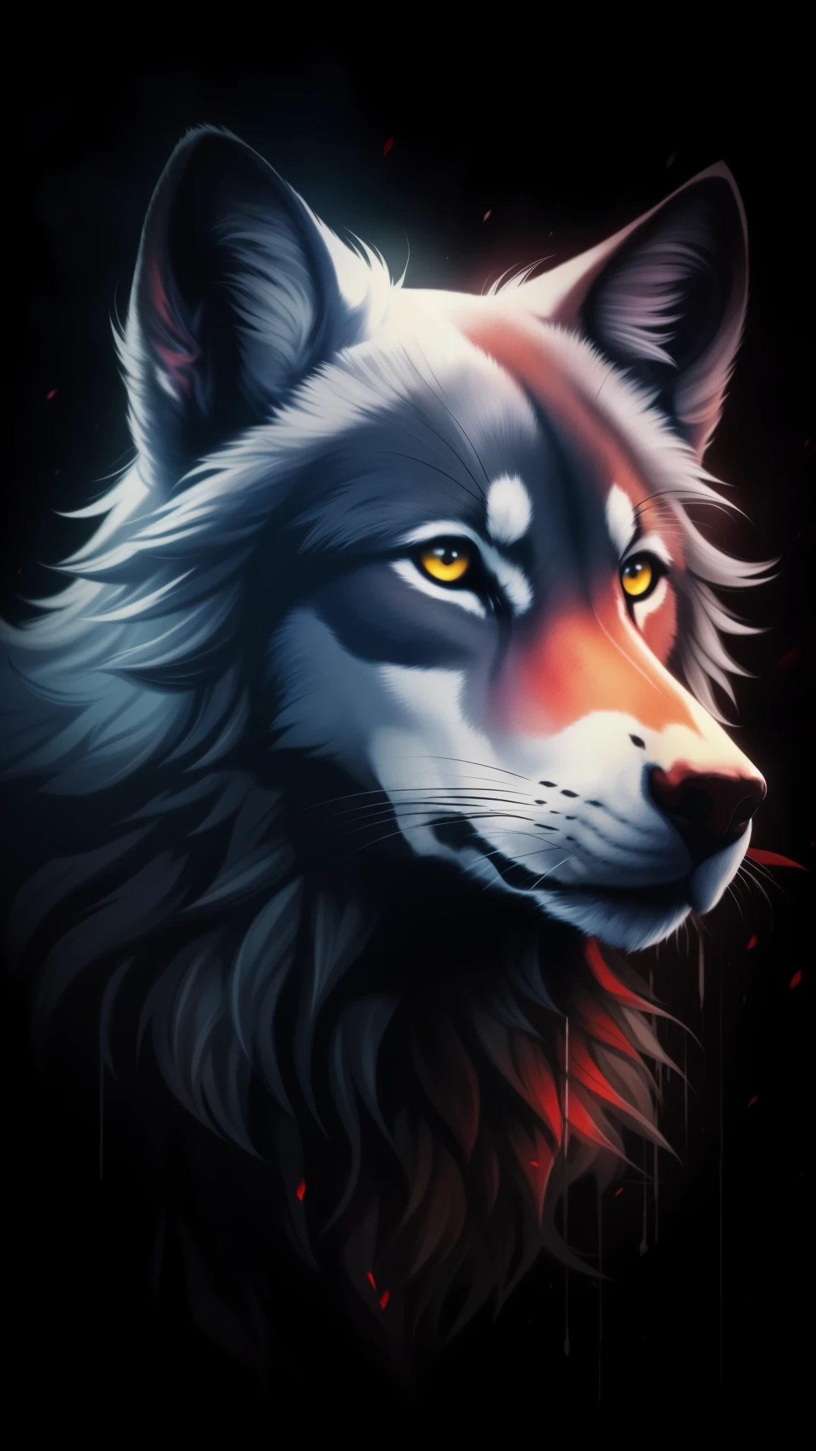 a painting of a No or with blood on the face, Lobo no inferno, No or, photo of No or, portrait of No or fantasy, imagem do avatar, He ad No or, Grim - Lobo, Big No or, portrait of No or, No or, No or alp ha head, wolp, foto de perfil, AngieNão or, No or, alto detalhamen to), He has No or yellow eyes, Meio Lobo, No or dark grey