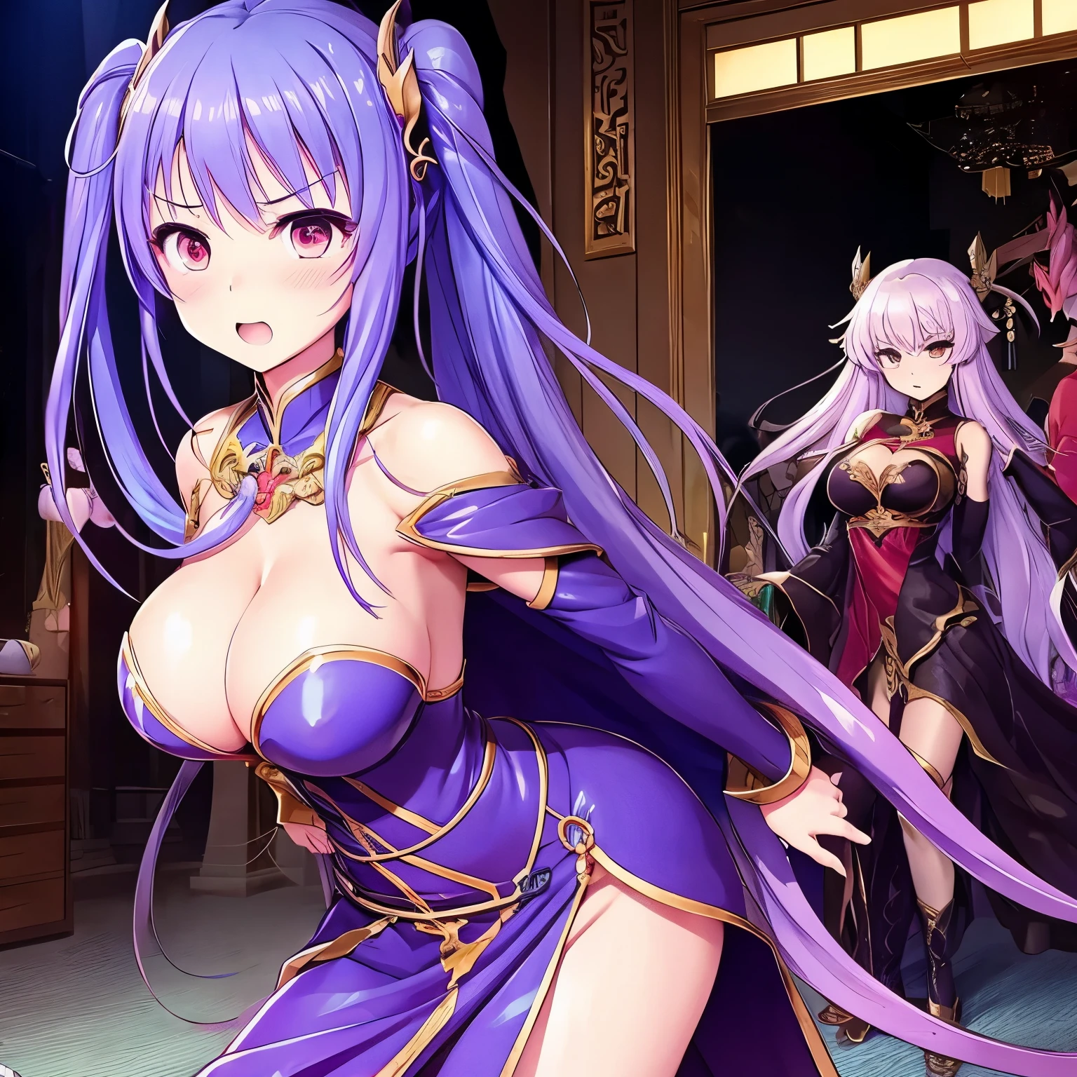 transformation heroine　China dress　Fight monsters　defeat　Torn clothes　embarrassed look　slime　 licked　My  are being sucked　　humiliation