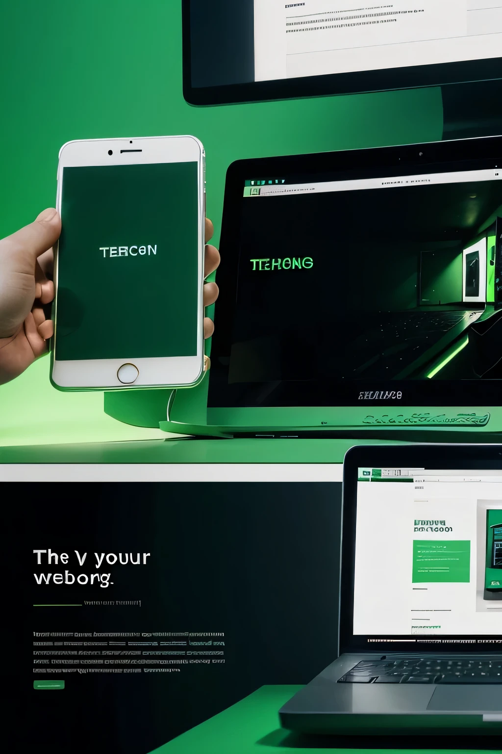 website for a blog about technology in theme color green set up