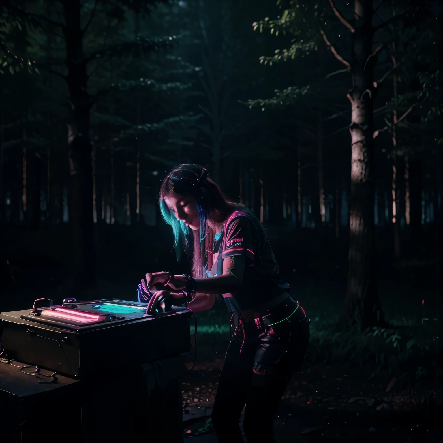 Boite de nuit, Neon, DJ, forest