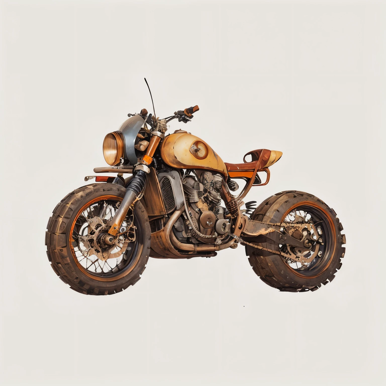 a cartoon motocicleta with a helmet on the back of it, motocicleta concept art, akira motocicleta, akira's motocicleta, inspirado em Alex Petruk APe, riding steampunk motocicleta, detailed 2d illustration, akira style illustration, Mad Max inspirado, in estilo madmax, Vehicle illustration, motocicleta, Mad Max Fury Estilo Estrada, estilo madmax, steampunk motocicleta