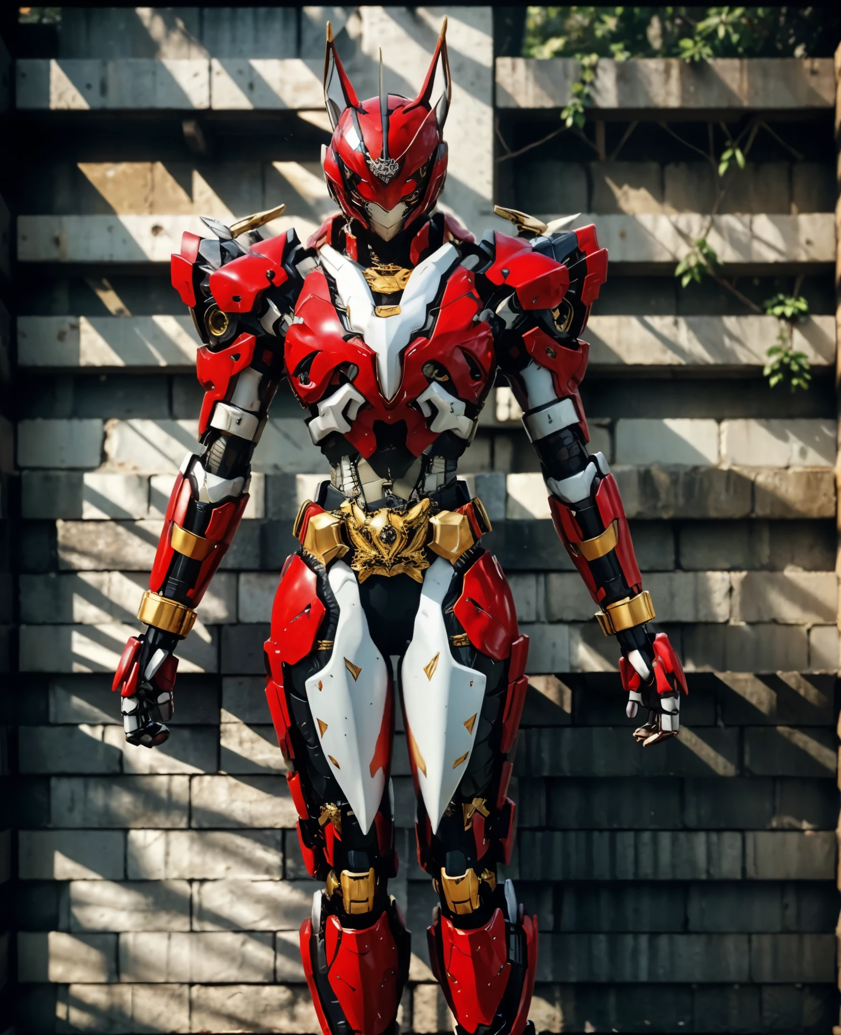 A woman adorned in fantasy-style full-body armor, a crown-concept fully enclosed helmet that unveils only her eyes, a composite layered chest plate, fully encompassing shoulder and hand guards, a lightweight waist armor, form-fitting shin guards, the overall design is heavy-duty yet flexible, (the armor gleams with a golden glow, complemented by red and blue accents), exhibiting a noble aura, she floats above a fantasy-surreal high-tech city, this character embodies a finely crafted fantasy-surreal style armored hero in anime style, exquisite and mature manga art style, (Queen Bee Concept Armor, blood), ((plasma, bio mecha, long legs, elegant, goddess, femminine:1.5)), metallic, high definition, best quality, highres, ultra-detailed, ultra-fine painting, extremely delicate, professional, anatomically correct, symmetrical face, extremely detailed eyes and face, high quality eyes, creativity, RAW photo, UHD, 32k, Natural light, cinematic lighting, masterpiece-anatomy-perfect, masterpiece:1.5