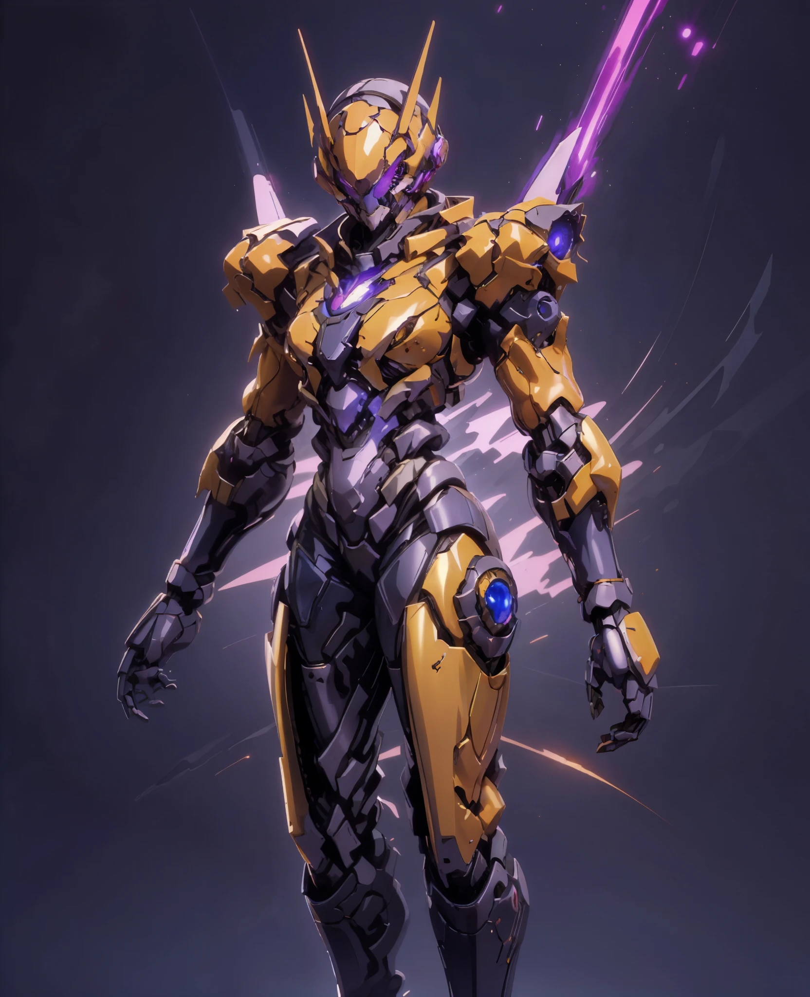 A woman adorned in fantasy-style full-body armor, a crown-concept fully enclosed helmet that unveils only her eyes, a composite layered chest plate, fully encompassing shoulder and hand guards, a lightweight waist armor, form-fitting shin guards, the overall design is heavy-duty yet flexible, (the armor gleams with a golden glow, complemented by red and blue accents), exhibiting a noble aura, she floats above a fantasy-surreal high-tech city, this character embodies a finely crafted fantasy-surreal style armored hero in anime style, exquisite and mature manga art style, (Queen Bee Concept Armor, blood), ((plasma, bio mecha, long legs, elegant, goddess, femminine:1.5)), metallic, high definition, best quality, highres, ultra-detailed, ultra-fine painting, extremely delicate, professional, anatomically correct, symmetrical face, extremely detailed eyes and face, high quality eyes, creativity, RAW photo, UHD, 32k, Natural light, cinematic lighting, masterpiece-anatomy-perfect, masterpiece:1.5