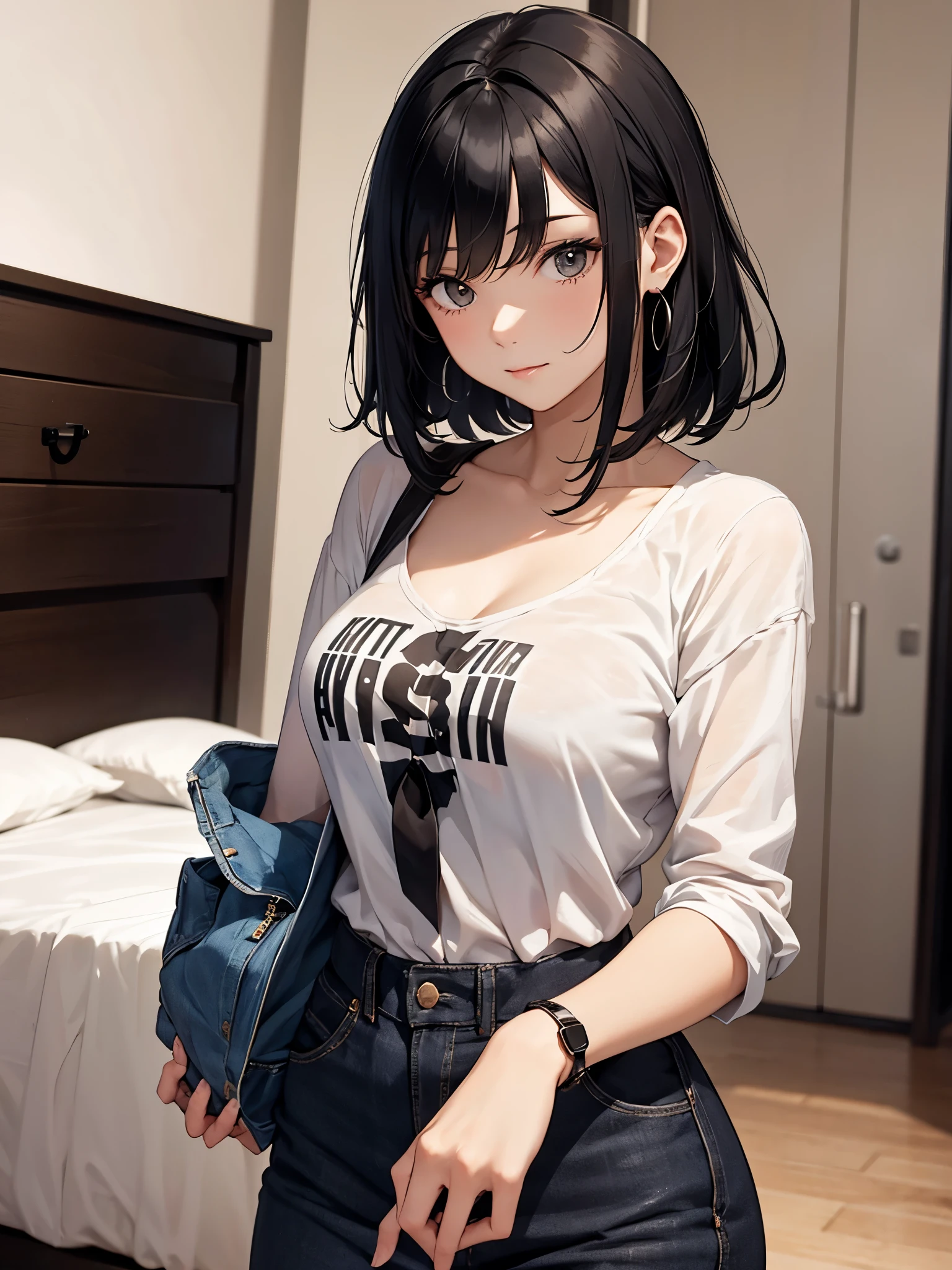 A mature girl, black hair