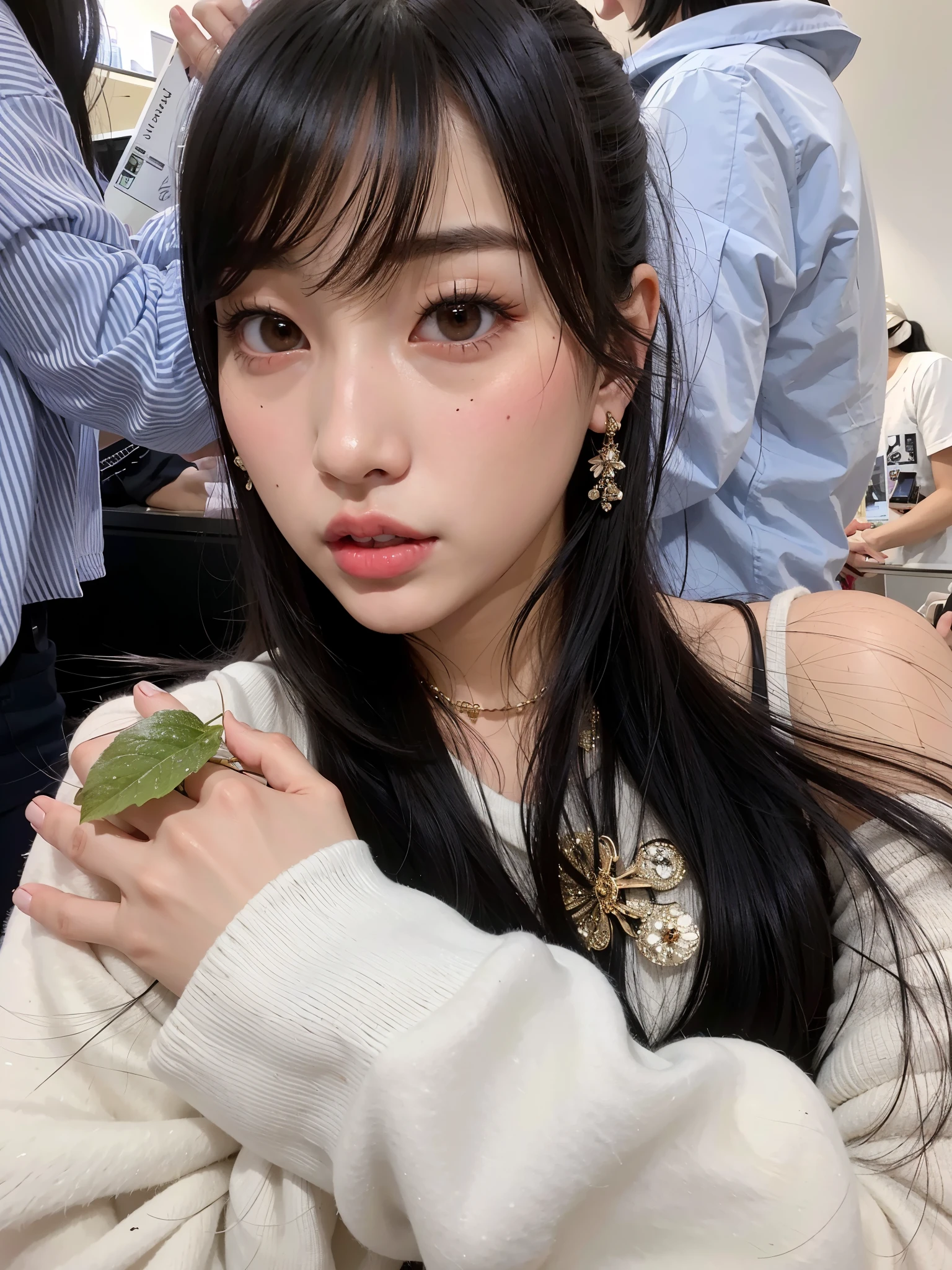 Araffe asian woman with long black hair and a white sweater, Sun Yunjoo, Kim Doyoung, Yoshitomo Nara, Jinyoung Shin, Heonhwa Choe, sakimichan, Ulzzang, Hwang se-é, jaeyeon nam, estacionar a partir de-min, jossi do blackpink, Lee Ji-eun