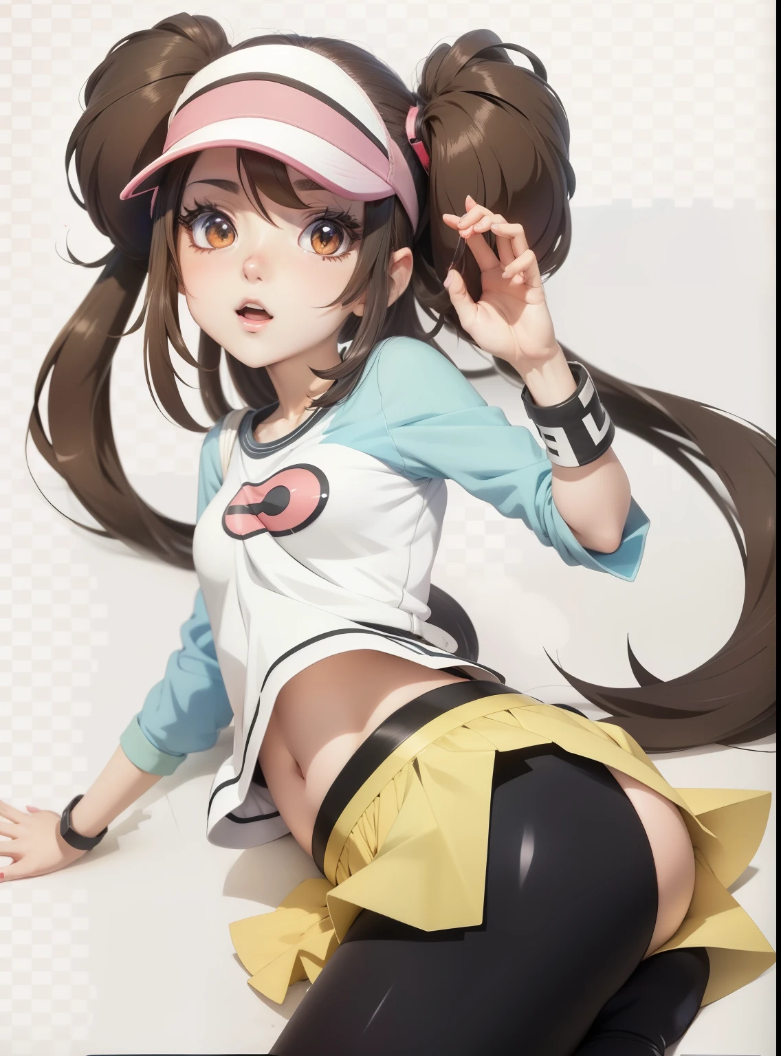 anime girl with a cell phone laying on the ground, pokemon trainer outfit, pokemon trainer, heroine 👀 :8, (anime girl), Pokemon Mist, humble gesture, anime best girls, hq artwork, dead, an anime girl, Highly detailed official artwork, seductive anime girl, maintain posture, HD artwork, female anime characters