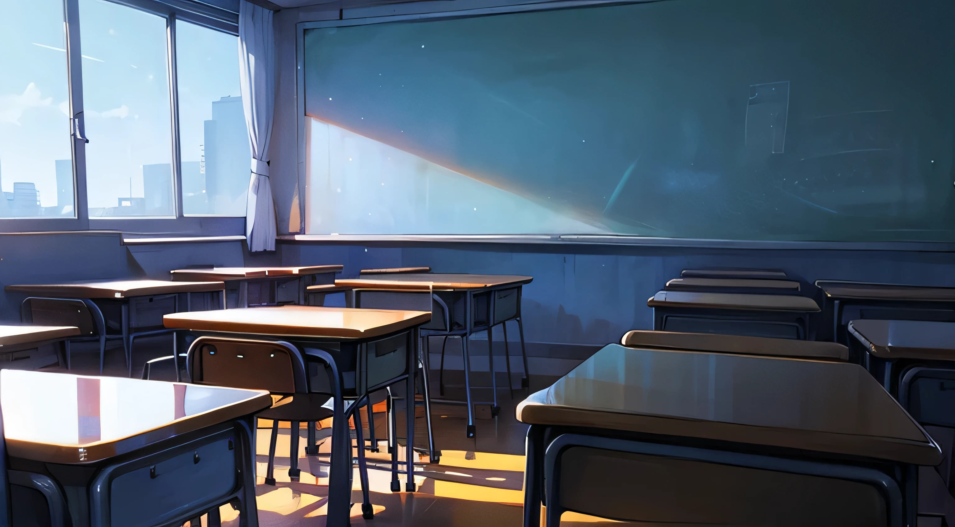 night、School、classroom、dark