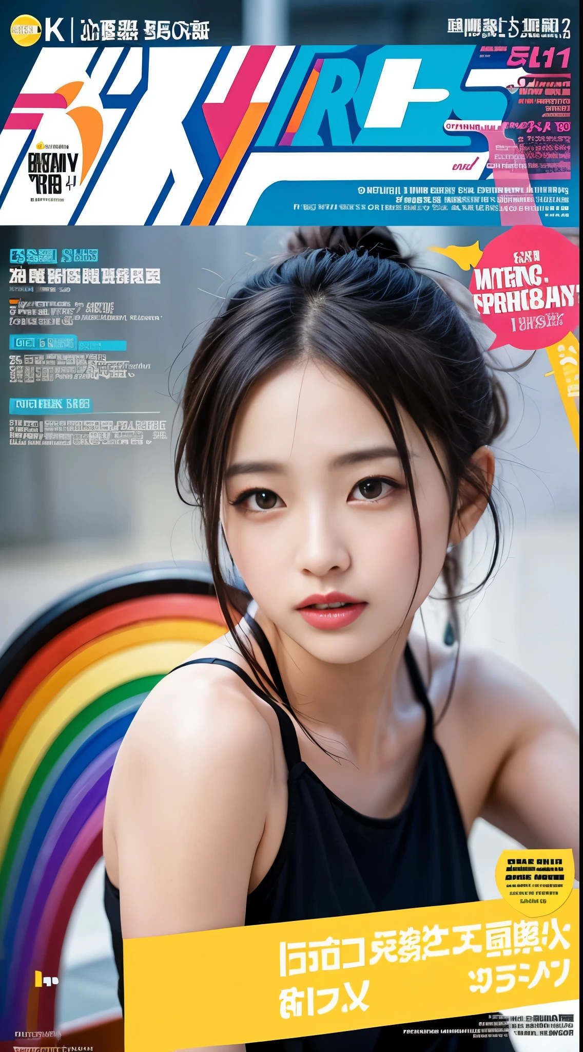 Prism Rainbow Bridge, spectral arc, Colorful Connection,trendy typography、Magazine cover poster、that's it、Super detailed、Searle Shadow、Until then、headed、Logo、tag、badge、graphic design、4k detail post processing、atmospheric acid salts、surreal、8K、magnificent composition、intricate details,14 years old