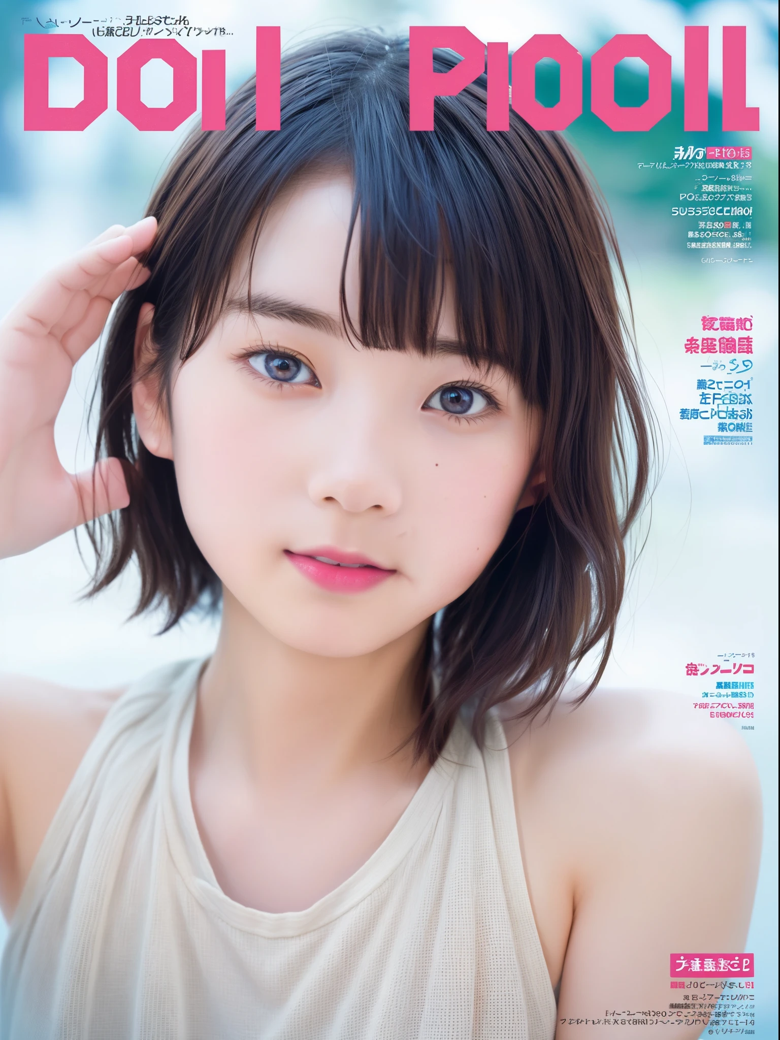 JPNIDOL, 1 girl,Idol magazine cover, 10 years old、young girl、masterpiece, high quality, looking at the viewer,