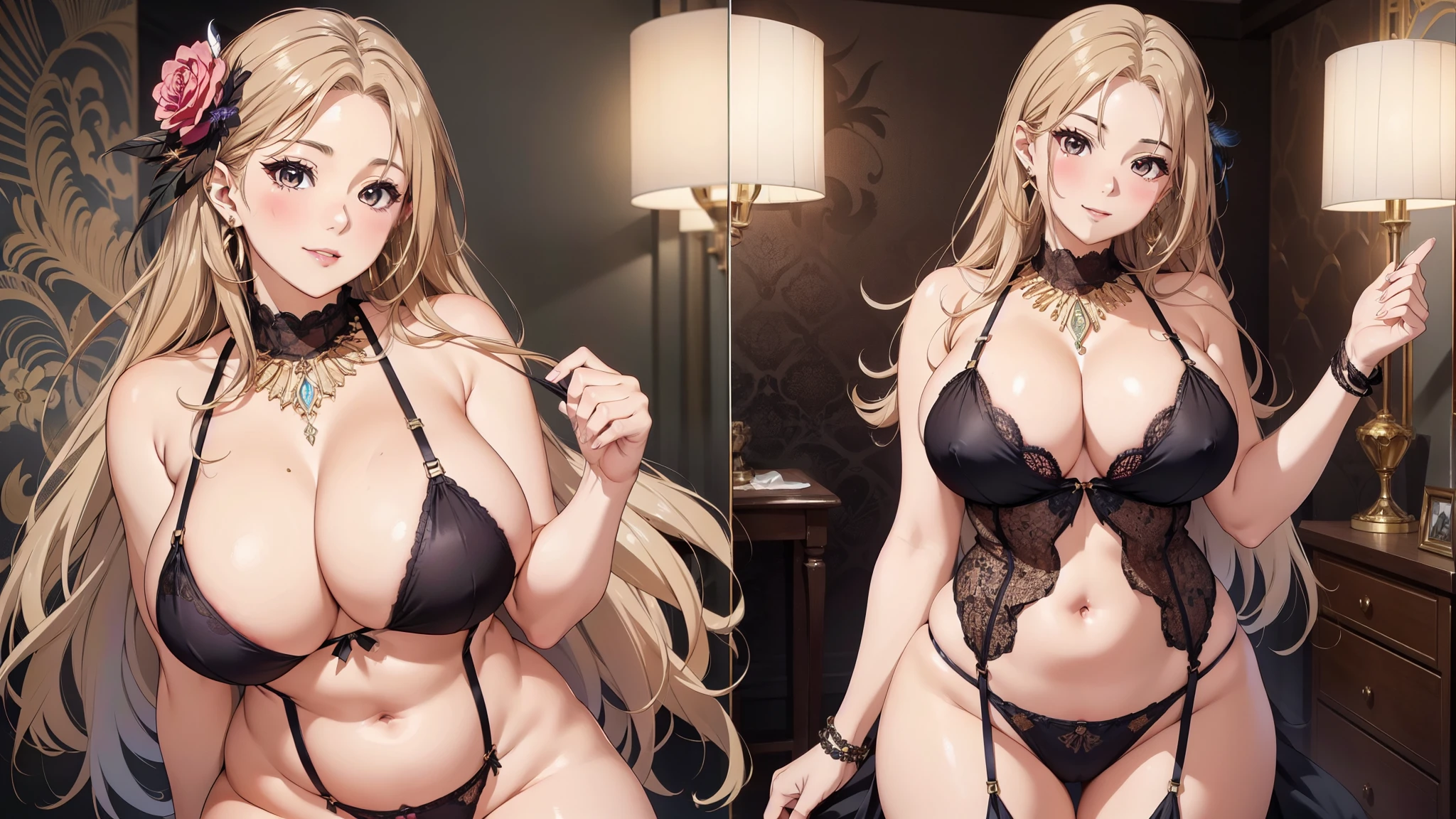 (最high quality:1.5, High resolution, UHD, 4K, detailed lighting, shader), brown braided hair, beautiful, big breasts, sexy, erotic, Lewd, cleavage, lingerie, thighs, smile, share, (throw, close shot), night bedroom background, topless, heart sticker on nipple, No bra、最高のmasterpiece、beautiful美しさ, 3D two-dimensional, rich, blonde, skirt, stockings, high heels, star、(Highly detailed CG Unity 8K wallpaper),(masterpiece), (最high quality), (Super detailed), (best work),(best shadow), (sharp eyeliner, eye shadow, fine eye:1.1), (超High resolution,realistic,最high quality,realistic),(8K,RAW photo,最high quality,マstarプル),mature woman、sensual curves、huge breasts、thighs、bubble、お尻のmasterpiece, 最high quality, Super detailed, full body shot, mature woman, beautiful mature woman, nightgown and underwear, 魅惑的なsmile, thick lips, Chubby lips, blush, looking at the viewer, provocative expression, beautiful髪型, cleavage, Plump、curvy hips、attractive face、sexyなlingerie、an inviting gaze、Expression of emotions、Lewd下着、(((eroticシースルーlingerieセット)))、Standing position、gorgeous accessories 、big breastsの女性, bare shoulders, golden hair, colored feather, metal ornaments, colored flowers, particle, light, (masterpiece, 最high quality, 最high quality, official art, beautiful and aesthetic:1.2), (1 girl:1.3), very detailed,(fractal art:1.1),(colorful:1.1)、(flowers:1.3),most detailed,(zentangle:1.2), (dynamic pose), (abstract background:1.3), (shiny skin), (lots of colors :1.4), ,(earrings:1.4), (feather:1.4),masterpiece, 最high quality, Super detailed, 30~40 years, full body shot, beautiful 、various hairstyles，gold headband，plump breasts，beautiful butt，greek clothing，Tulle covers the breasts，perfectly proportioned, detailed clothing details,marble，god statue，cinematic lighting, film grain, 8K, masterpiece, Super detailed, high detail, high quality, High resolution,(((NSFW:1.2)))、exposed chest、Openwork decoration，(((see through dress)))、(((解剖学的に正しいbody))) , 最high quality, Super detailed, (((Lewd下着)))、raise your butt, from below, (((R-18)))、Hakari、thighs, big breasts, Are standing, cowboy shot, blush, (((1 girl))), (masterpiece:1.3), (High resolution), (8K), (very detailed), perfect face, Nice eye and face, (((最high quality))), (Super detailed), detailed face and eye, (alone), High resolution、beautifuleye,(((sexyなポーズ)))、(((整ったbig breasts)))、((beautiful eye))、luxury、(((超High resolution)))、(((detailed description)))、(((ぽっちゃりbody型)))、(((解剖学的構造に一致したbodyの部位)))、beautiful長いまつ毛、バランスのとれたbody型,Legs and arms are just the right size、Fishnet tights、glamorous、(((Clear white and black eye)))、lipstick、Sparkling、(Undistorted face, eye, body)、jewelry、gem、(長くカールしたbeautifulまつ毛)、(((バランス良いbeautiful胸)))、(transparent, Exquisite skin:1.2)、(((完璧なglamorousボディー)))、actress face、Super beautiful、かわいいsmile、Healing beauty、flower shower、完璧なeye、realistic depiction、超sexy、shiny、glamorous、double eyelids、Good dark compensate、compensate、ぼやけていないeye、(((Plump face)))、cute face 、(((Shiny and glowing skin))) 