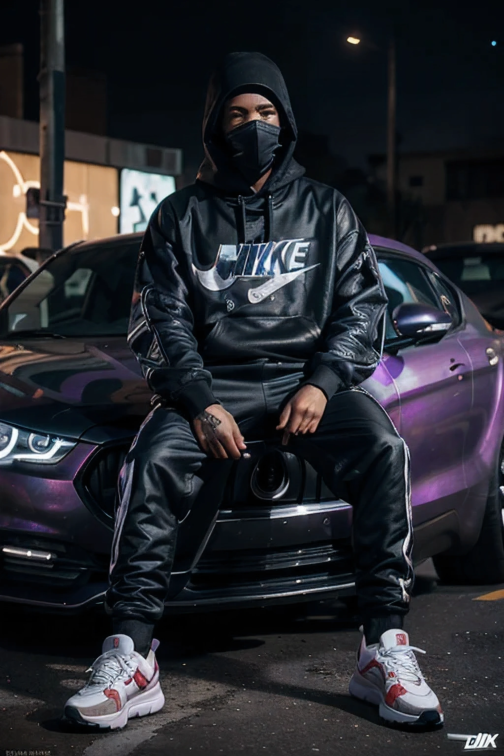 The request is: "jovem criminoso negro, rapper americano, totalmente mascarado, jogging pants, air max plus, pistola, desenho, arte, 4k, carteoon style, pacotes de dinheiro, gueto, Galaxy, estrelas, smoke, roxo, carro de luxo"
The Stable Broadcast prompt is:
"Um jovem criminoso, um rapper americano, totalmente mascarado, wearing jogging pants and Nike Air Max Plus shoes, segurando uma pistolaa, surrounded by a graffiti-style desenho. The artework is in 4K resolution, with a vibrant carteoon style. The scene is set in a gritty urban gueto, with a backdrop of a Galaxy filled with shining estrelas. smoke enche o ar, creating a roxo haze. The boy stands in front of a carro de luxo, with pacotes de dinheiro scattered around him."
Remember not to include explanations and there is no need to explain the meaning of the prompt.