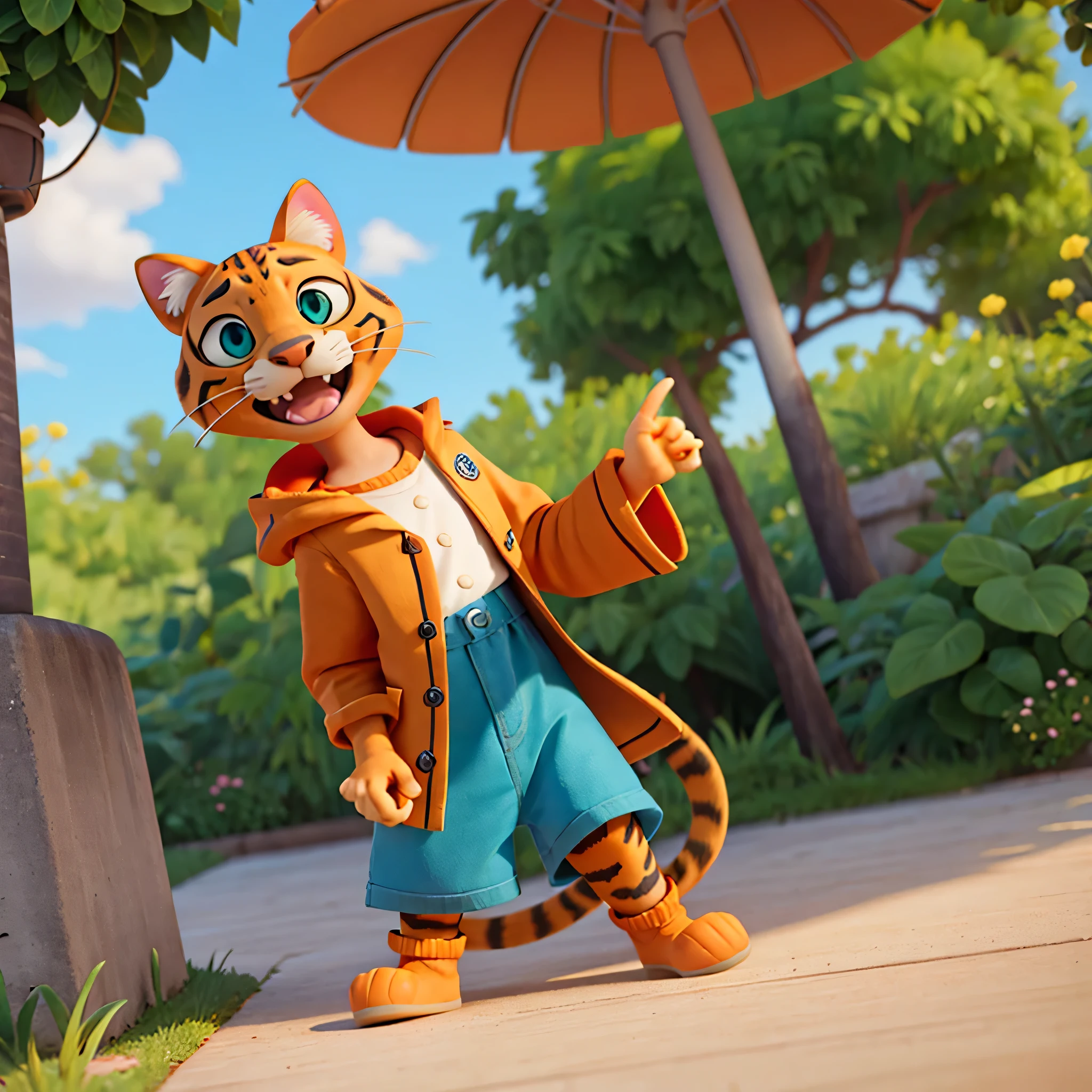 Crie um gato BENGAL colorido com muitos detalhes no estilo pixAR
