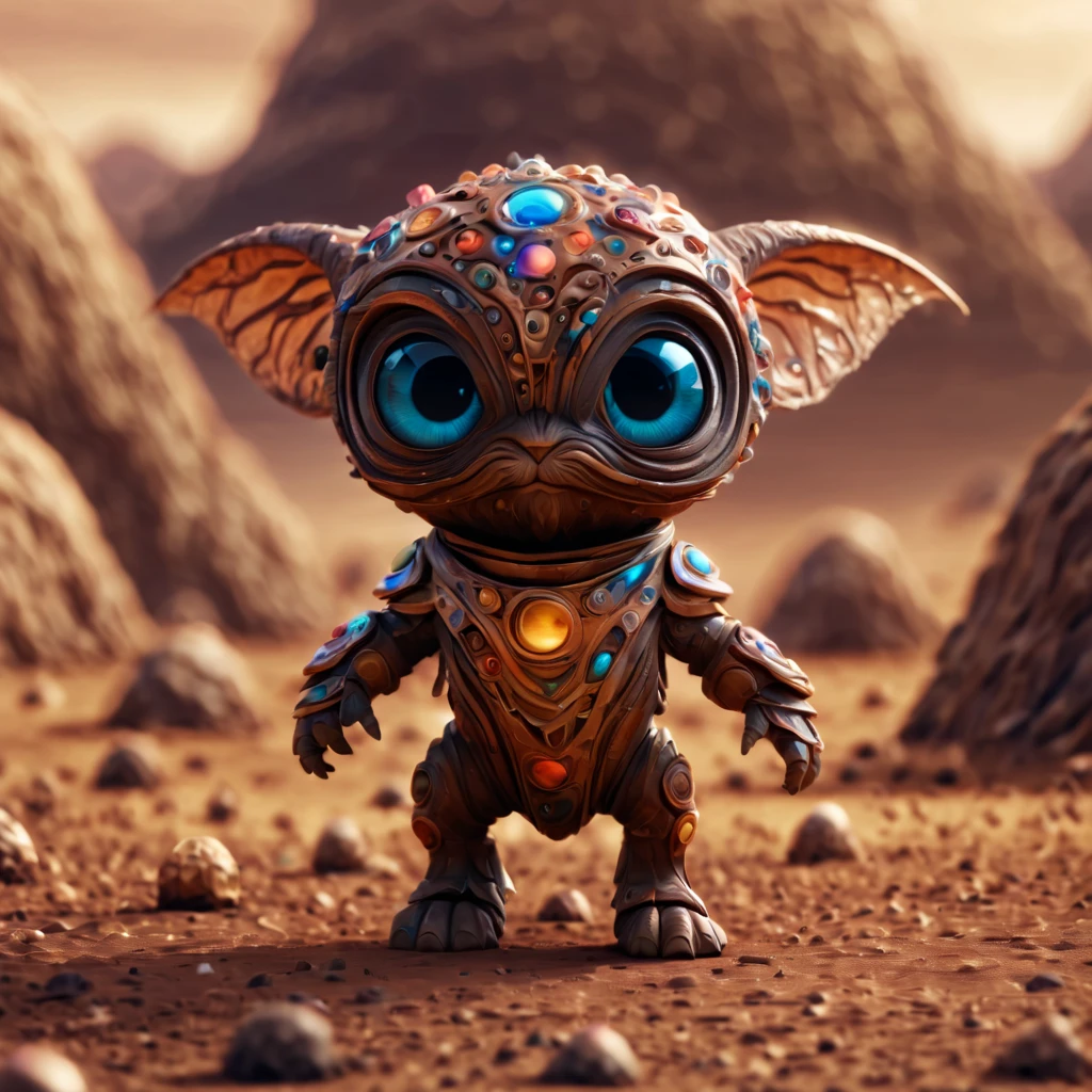 (masterpiece, best quality:1.2), Magical creatures from mars, action, cute, 3d crunch,