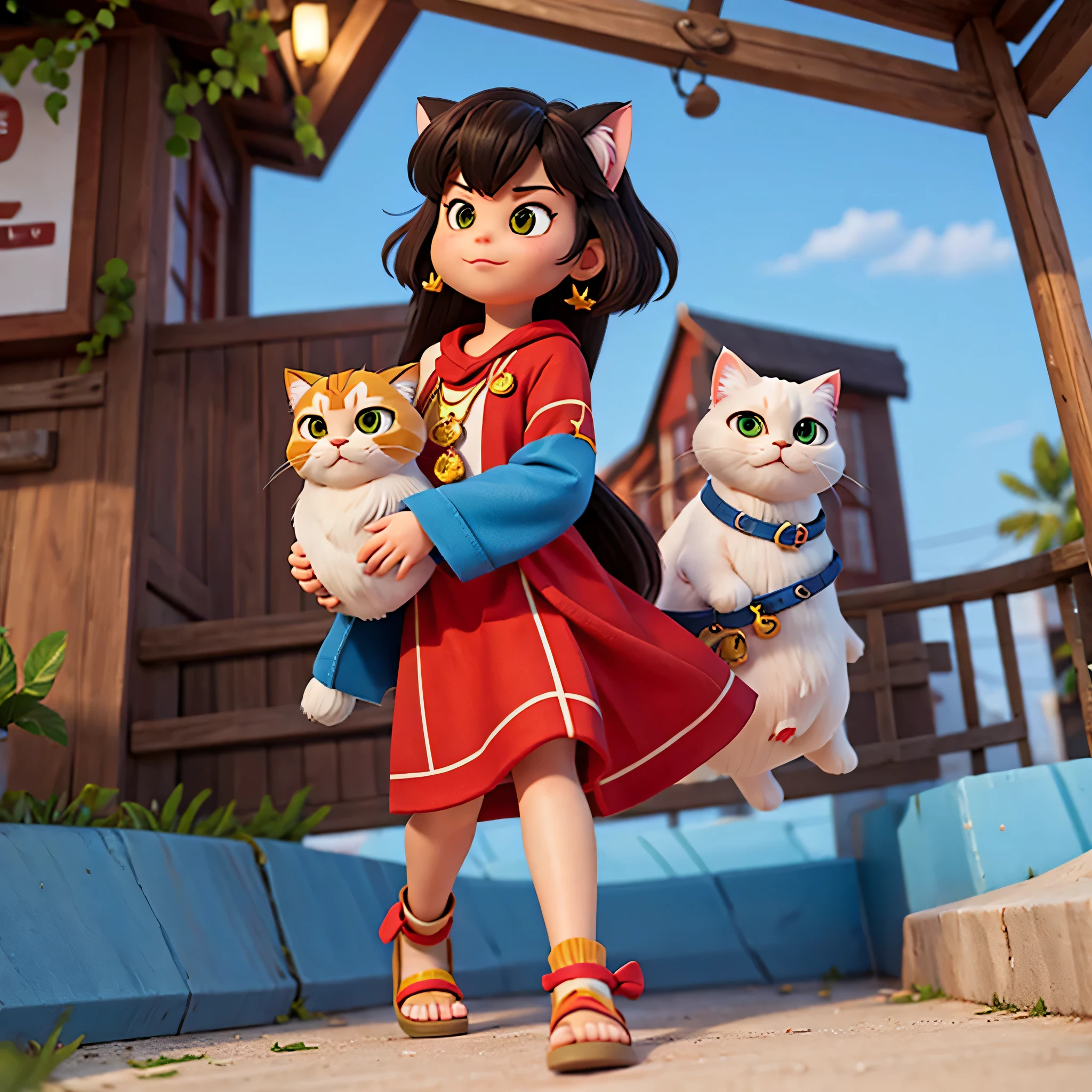 Crie um gato PERSA colorido com muitos detalhes no estilo pixAR