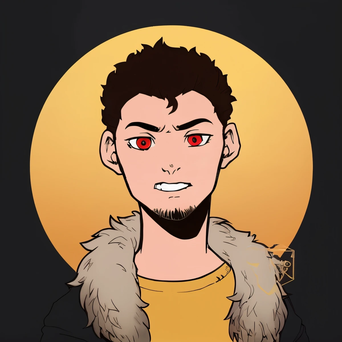 um desenho de um homem com olhos vermelhos, personagem de estilo anime, handsome guy in demon slayer art, Estilo de arte Berserk, avatar para site, retrato estilo anime, ele tem olhos amarelos de lobo, como um personagem dnd, estilo de arte sombreado, em estilo anime.Retrato de personagem DND de corpo inteiro