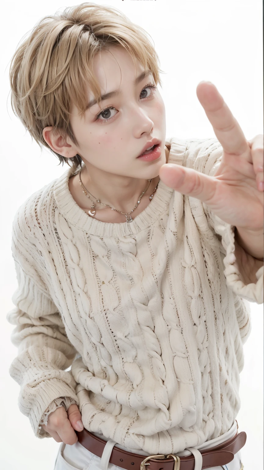 Arafed woman with hand raised making a stop sign, cai xukun, Jinyoung Shin, kim doyoung, pintar ulzzang, jungkook, diez lee, with index finger, key still, hyung tae, Key anime images, xqc, retrato de una mujer como reol, Jung Jaehyun, sakimichan, foto oficial, hong junio hyung