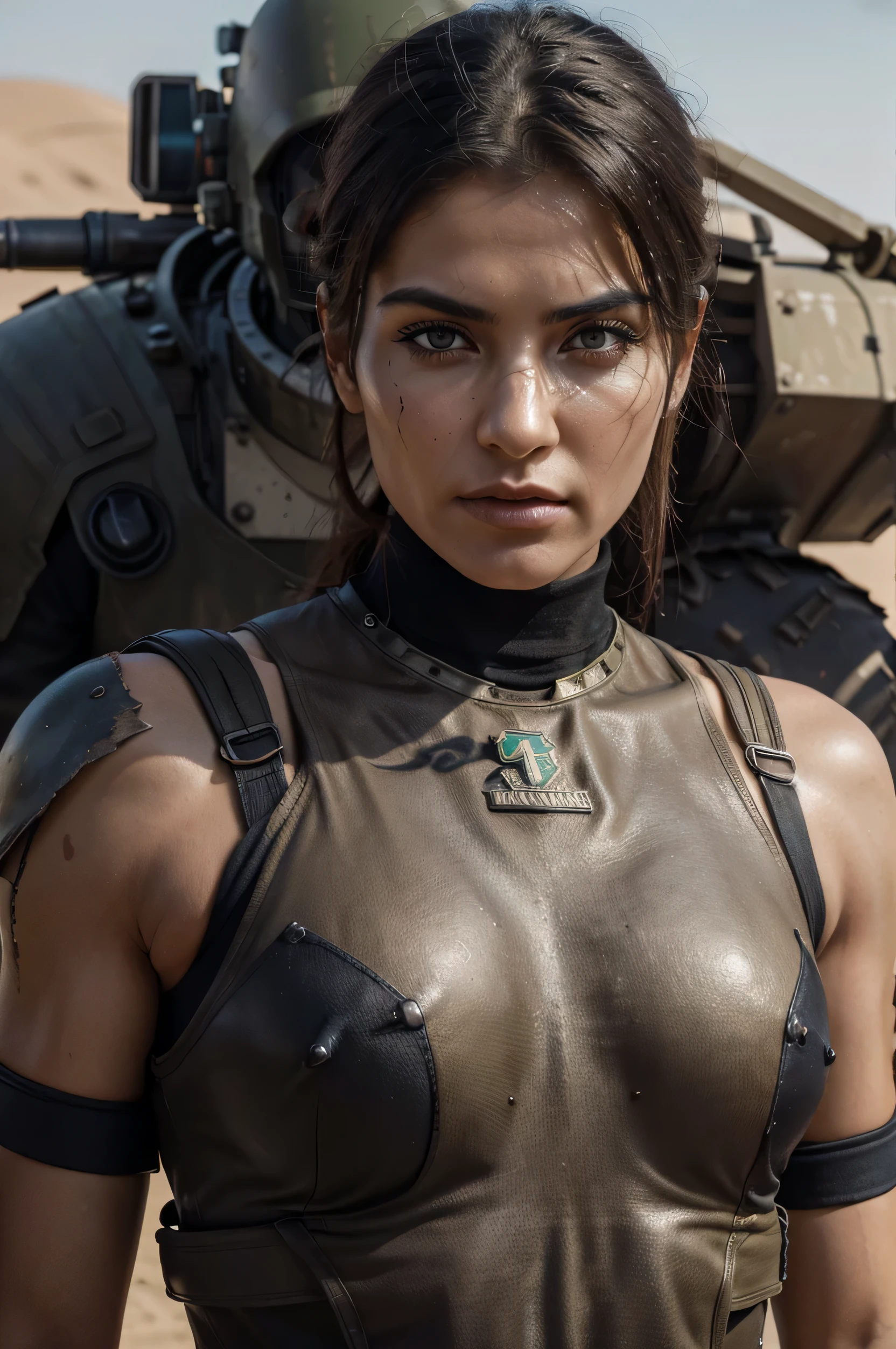 mutante, cara deformada, Muscular, skin with chemical burns, Uniforme militar rasgado, cofre de metal moderno, tactic, metal shoulder pads, Ametralladoras pesadas, with ruberias they carry tanks with chemicals on their backs, they are in the arabian desert, colores oscuros, 4k, ultra detallado image, Realista, muy detallado, perfect composition, gorgeous, Intrincadamente detallado, incredibly detailed, 8 k artistic photography, hiper detallado, obra maestra, ultra detallado, hyper Realista, 4k, ultra detallado image, Realista, muy detallado, perfect composition, hermoso, Intrincadamente detallado, incredibly detailed, 8K fine art photography, hiper detallado, obra maestra