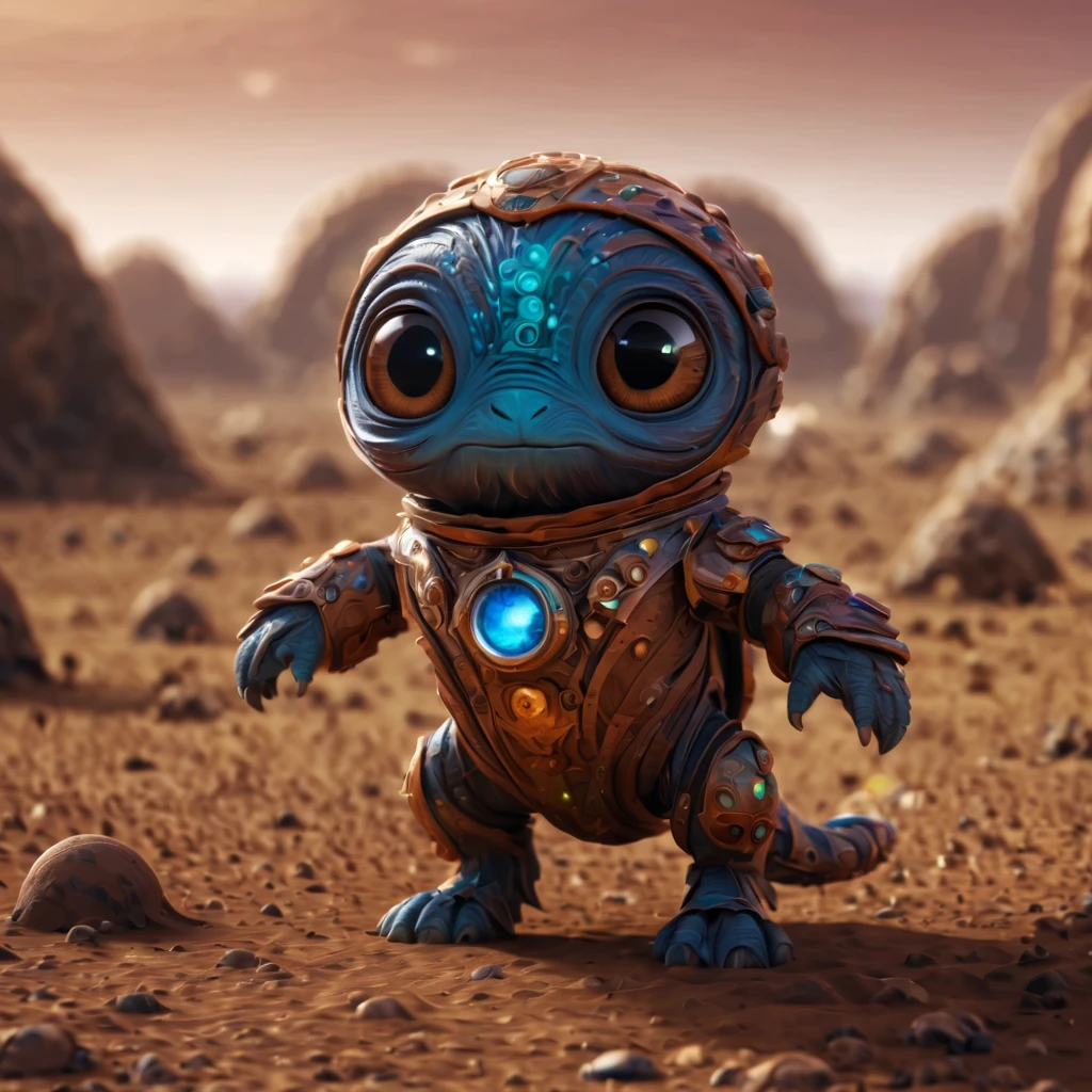 (masterpiece, best quality:1.2), Magical creatures from mars, action, cute, 3d crunch,