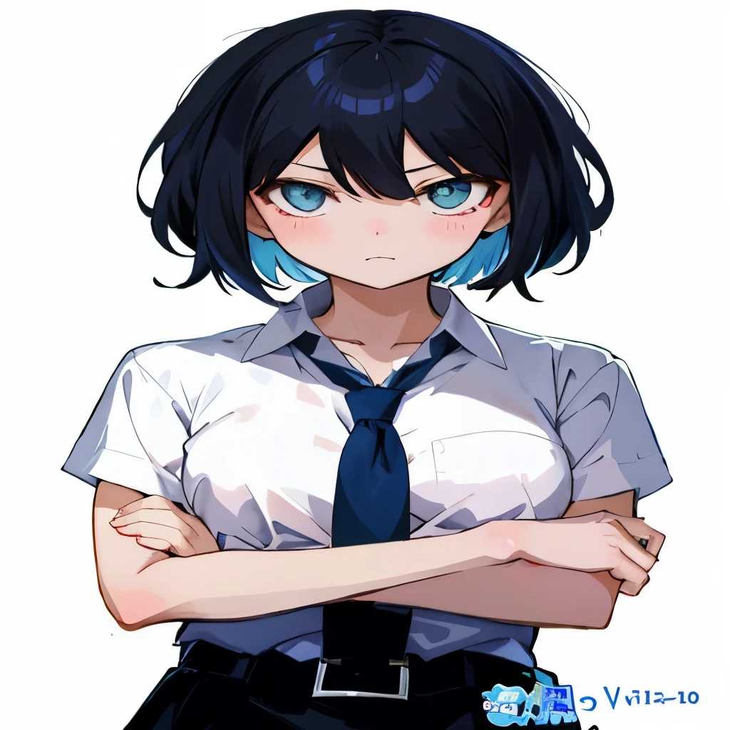 Chica anime con cabello negro y ojos azules con camisa blanca y corbata., anime moe art style, Estilo Ilya Kuvshinov, yandere. alto, Kuvshinov Ilya, hecho con estudio de pintor anime, chica anime atractiva, ilya kuvshinov, retrato chica anime, una chica anime, fubuki, pintado en estudio de pintor anime