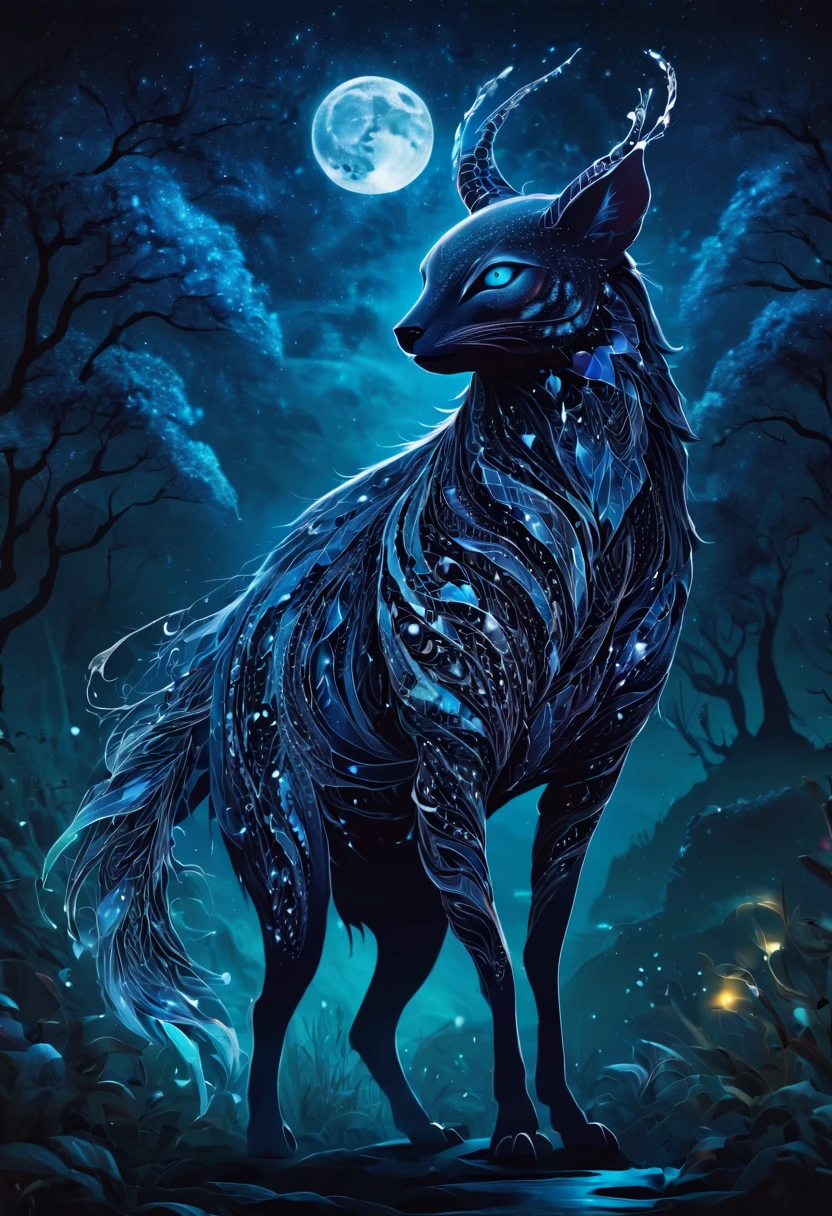 Please provide a detailed description of a magical creature that is associated with the night. Include information about its appearance, abilities, habitat, and any unique characteristics it possesses. Additionally, describe any folklore or legends surrounding this creature and its role in the magical world. 