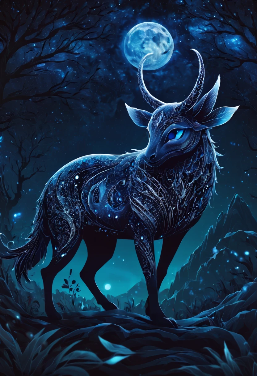 Please provide a detailed description of a magical creature that is associated with the night. Include information about its appearance, abilities, habitat, and any unique characteristics it possesses. Additionally, describe any folklore or legends surrounding this creature and its role in the magical world. 