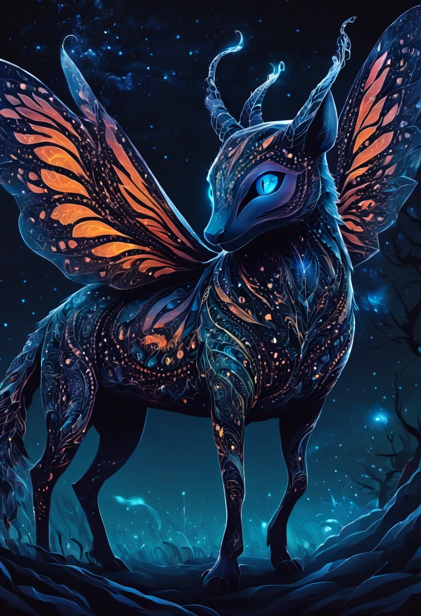 Please provide a detailed description of a magical creature that is associated with the night. Include information about its appearance, abilities, habitat, and any unique characteristics it possesses. Additionally, describe any folklore or legends surrounding this creature and its role in the magical world.