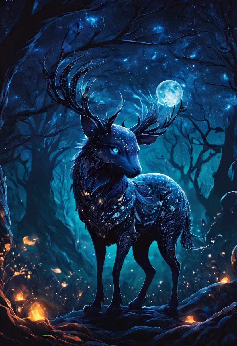 Please provide a detailed description of a magical creature that is associated with the night. Include information about its appearance, abilities, habitat, and any unique characteristics it possesses. Additionally, describe any folklore or legends surrounding this creature and its role in the magical world. 